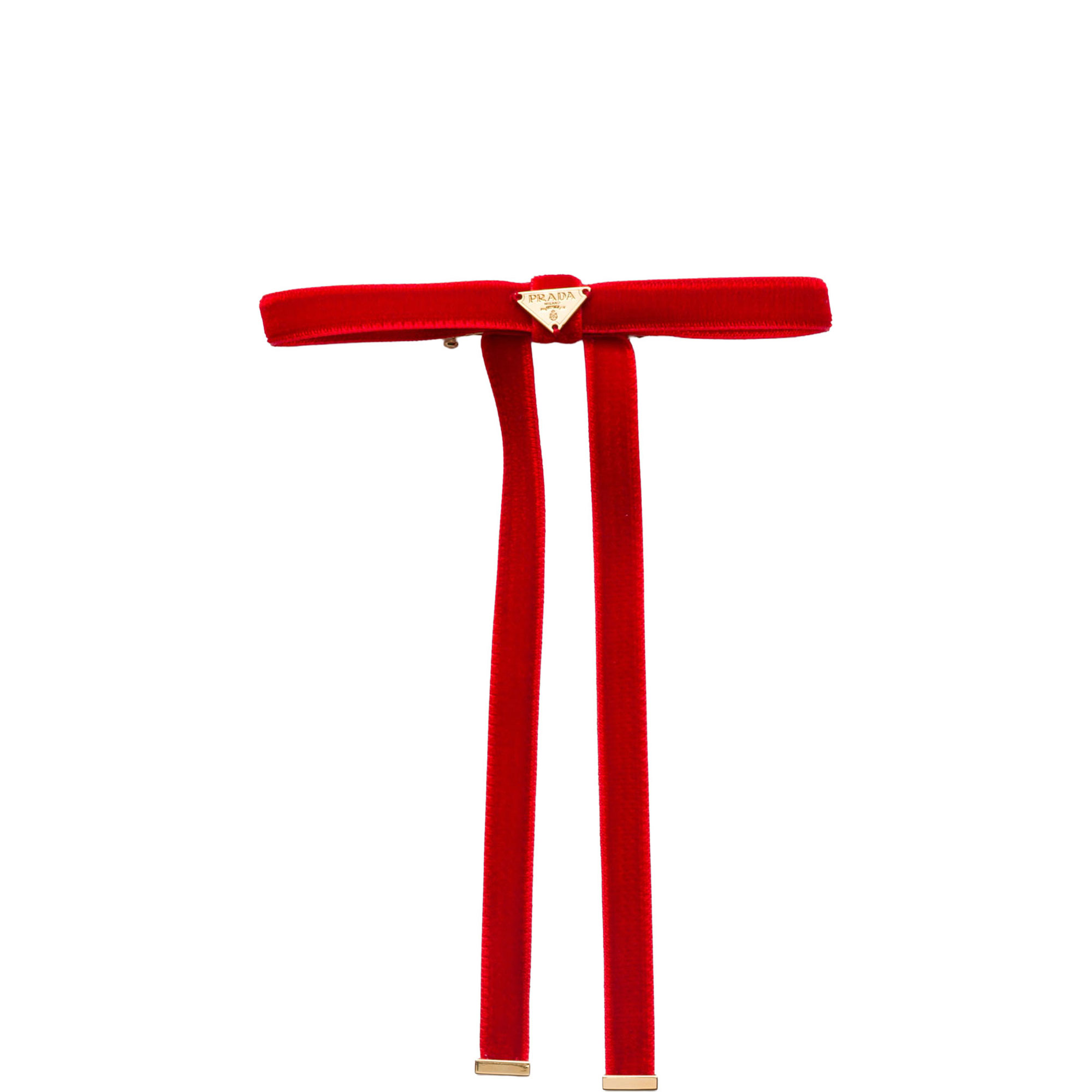 Triangle Logo Velvet Bow Hair Clip