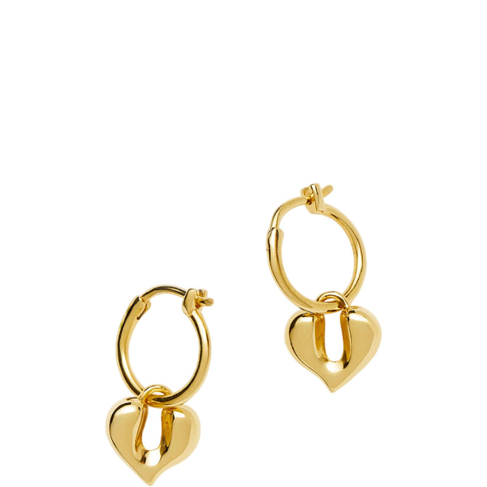 Molten Heart Charm Hoop Earrings