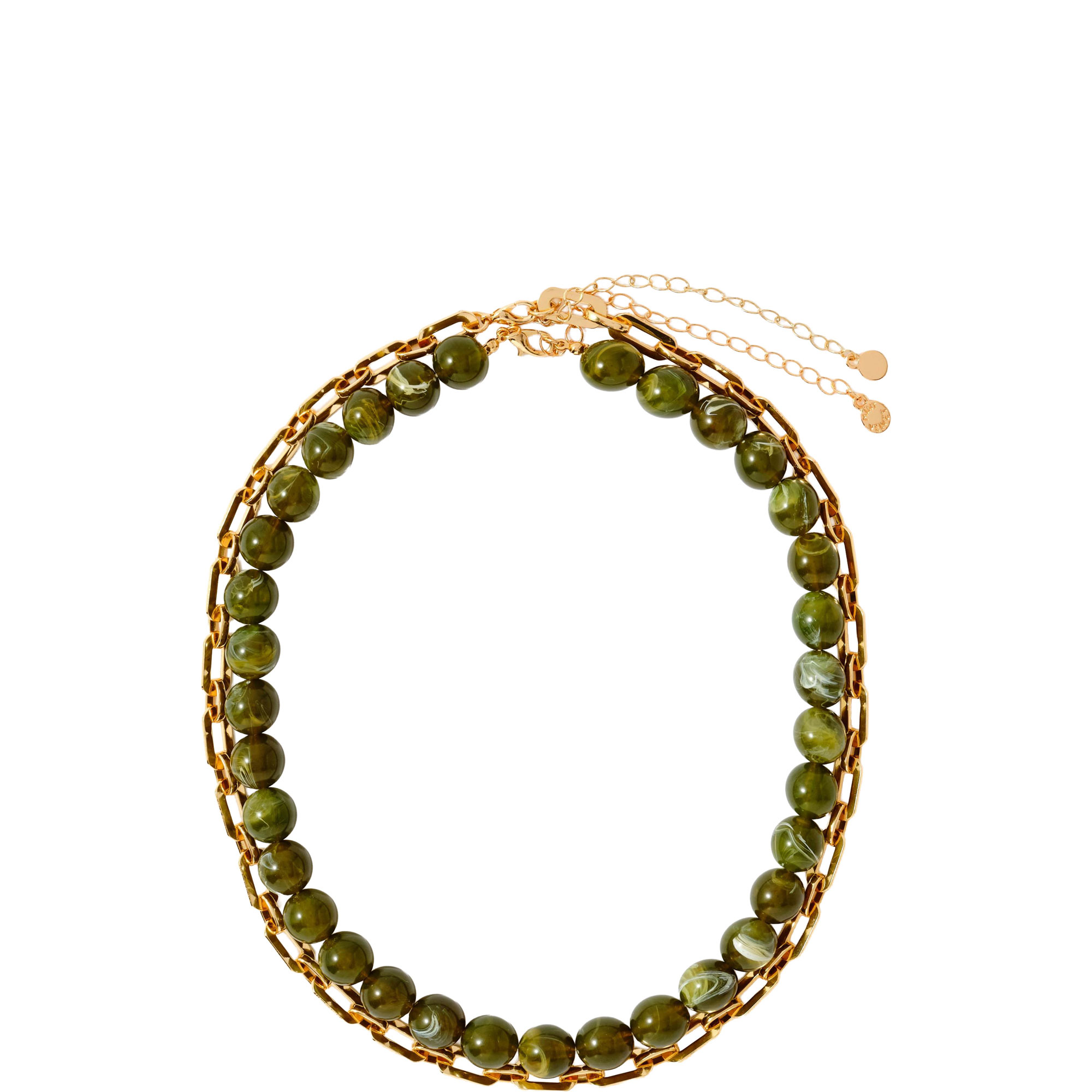 Olive Beaded Double Layer Necklace