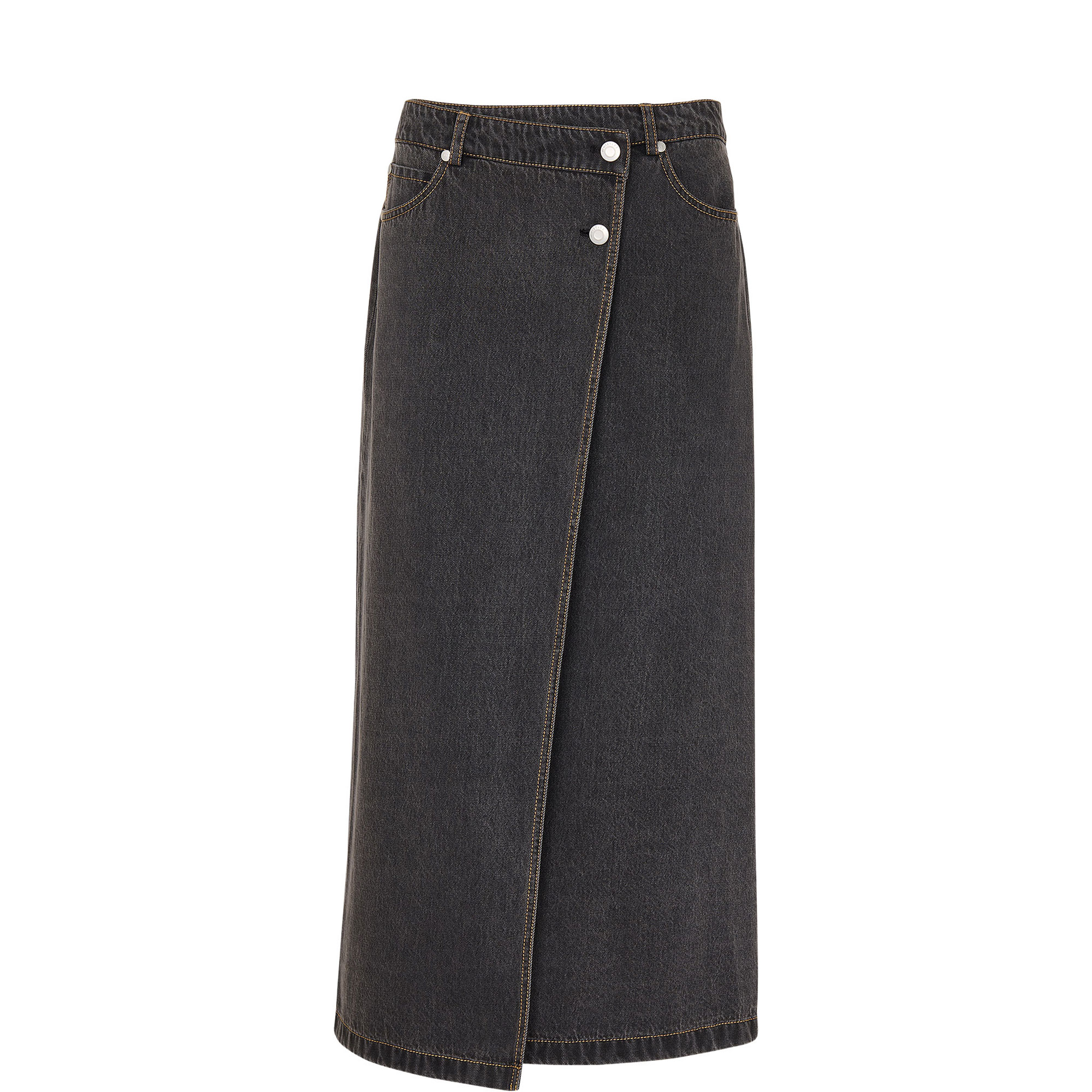Denim Button Wrap Skirt