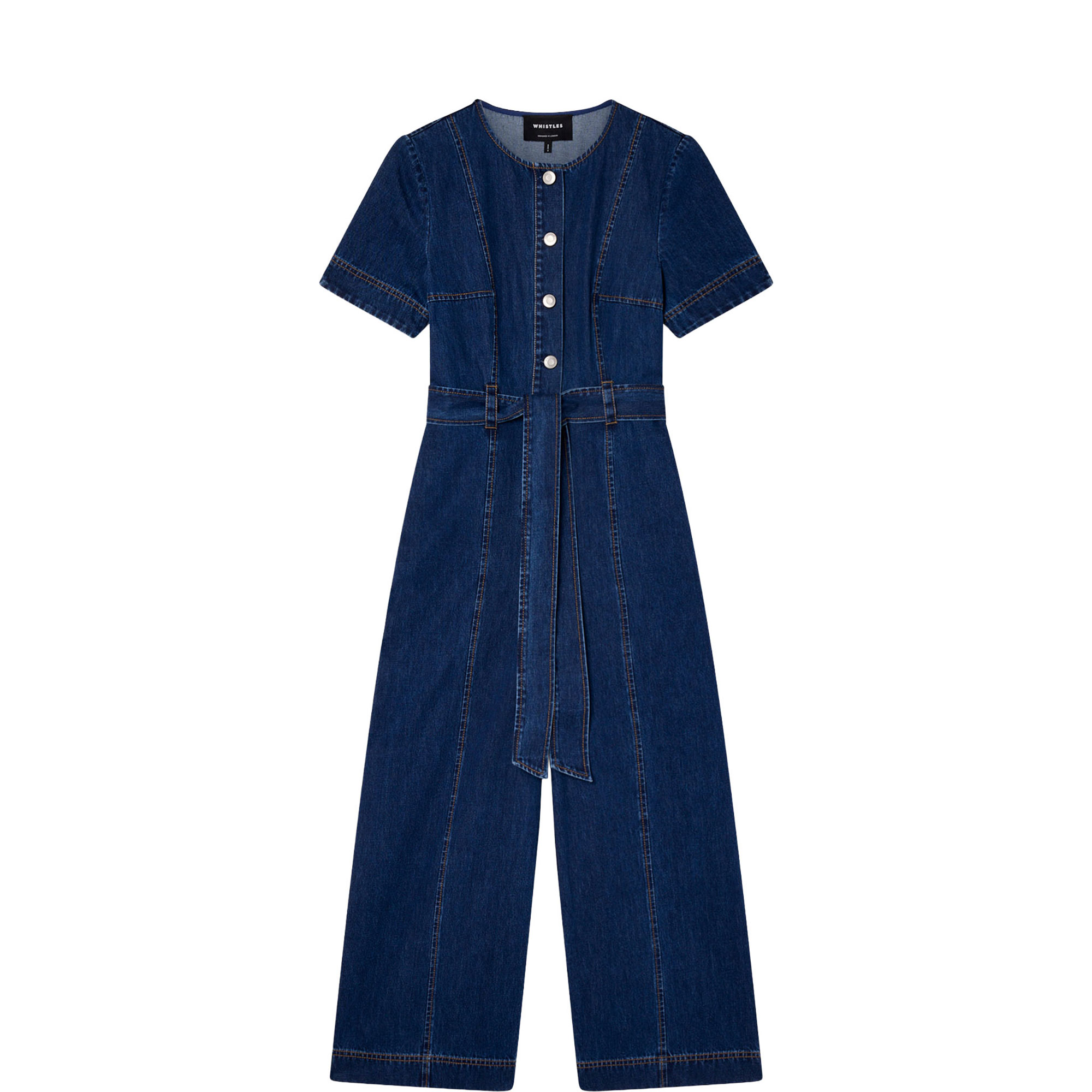 Button Down Denim Jumpsuit