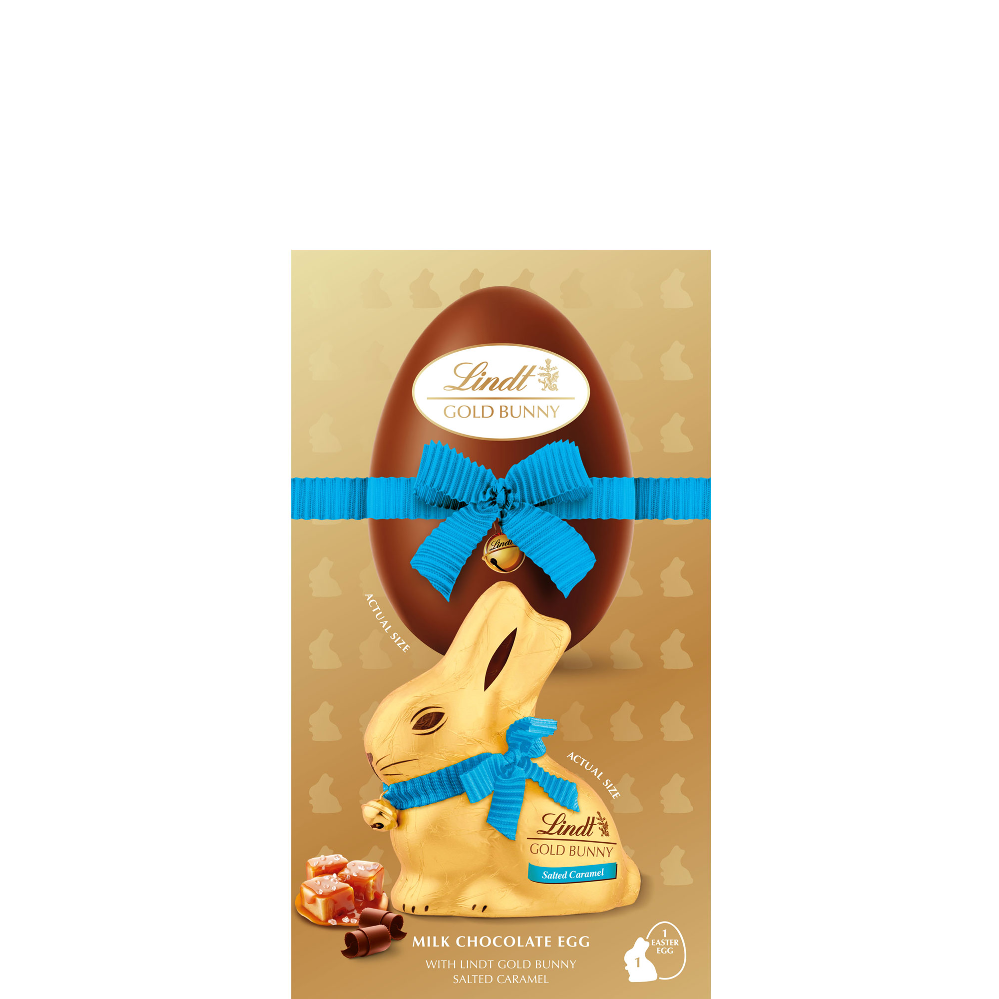 Gold Bunny Milk Chocolate Egg with Gold Bunny Salted Caramel 195g
