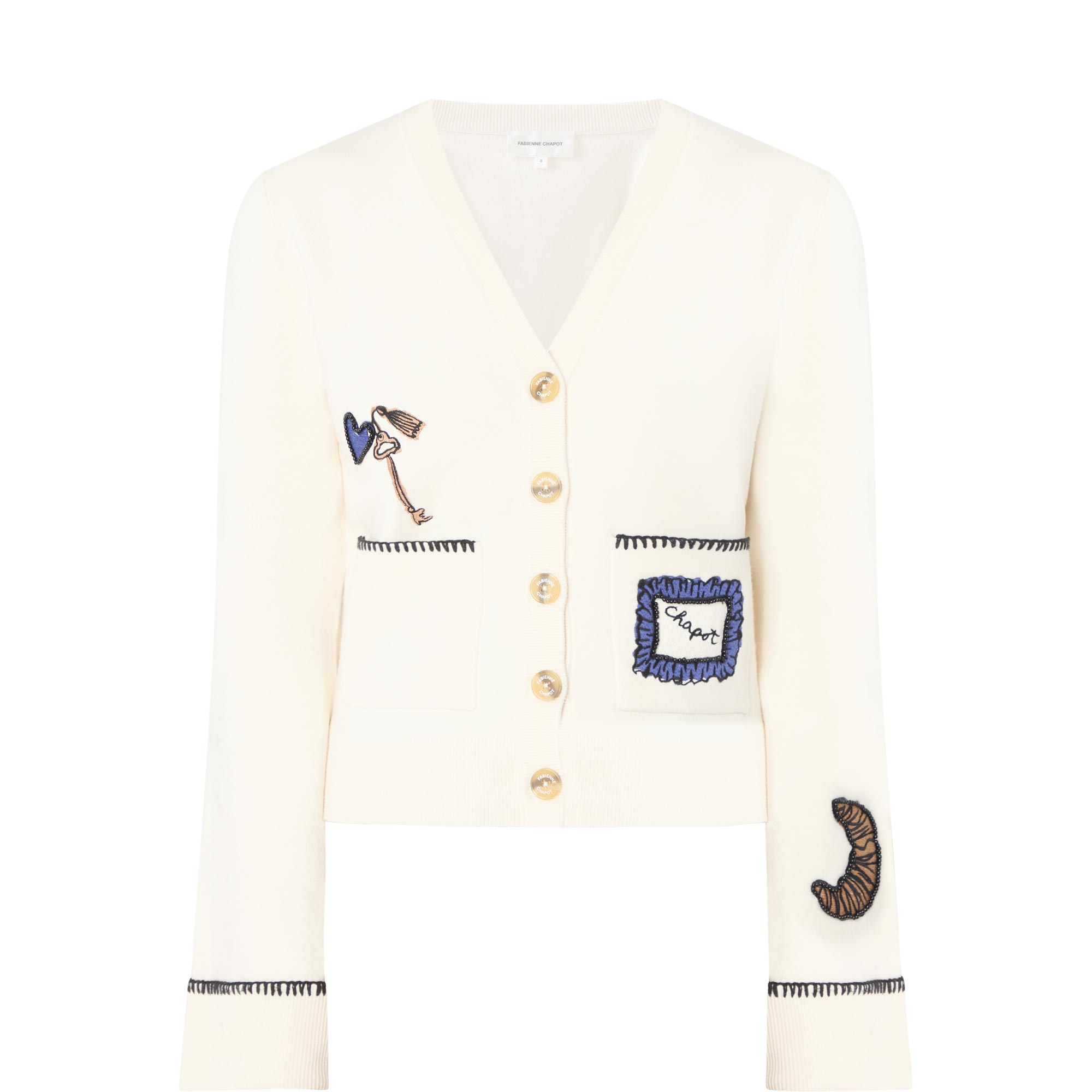 Betty Embroidered Patch Pocket Cardigan