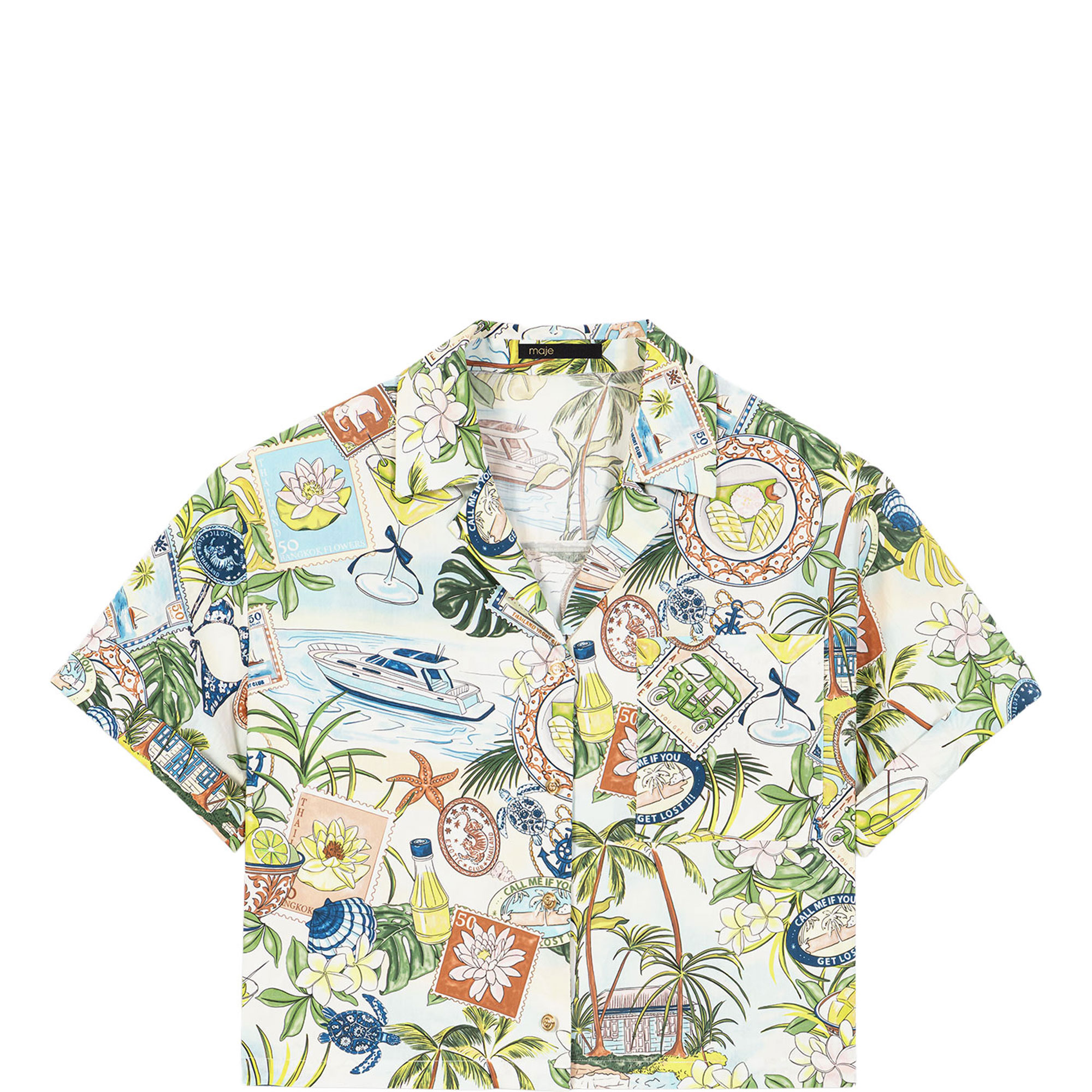 Postcard Cropped Casual Shirt
