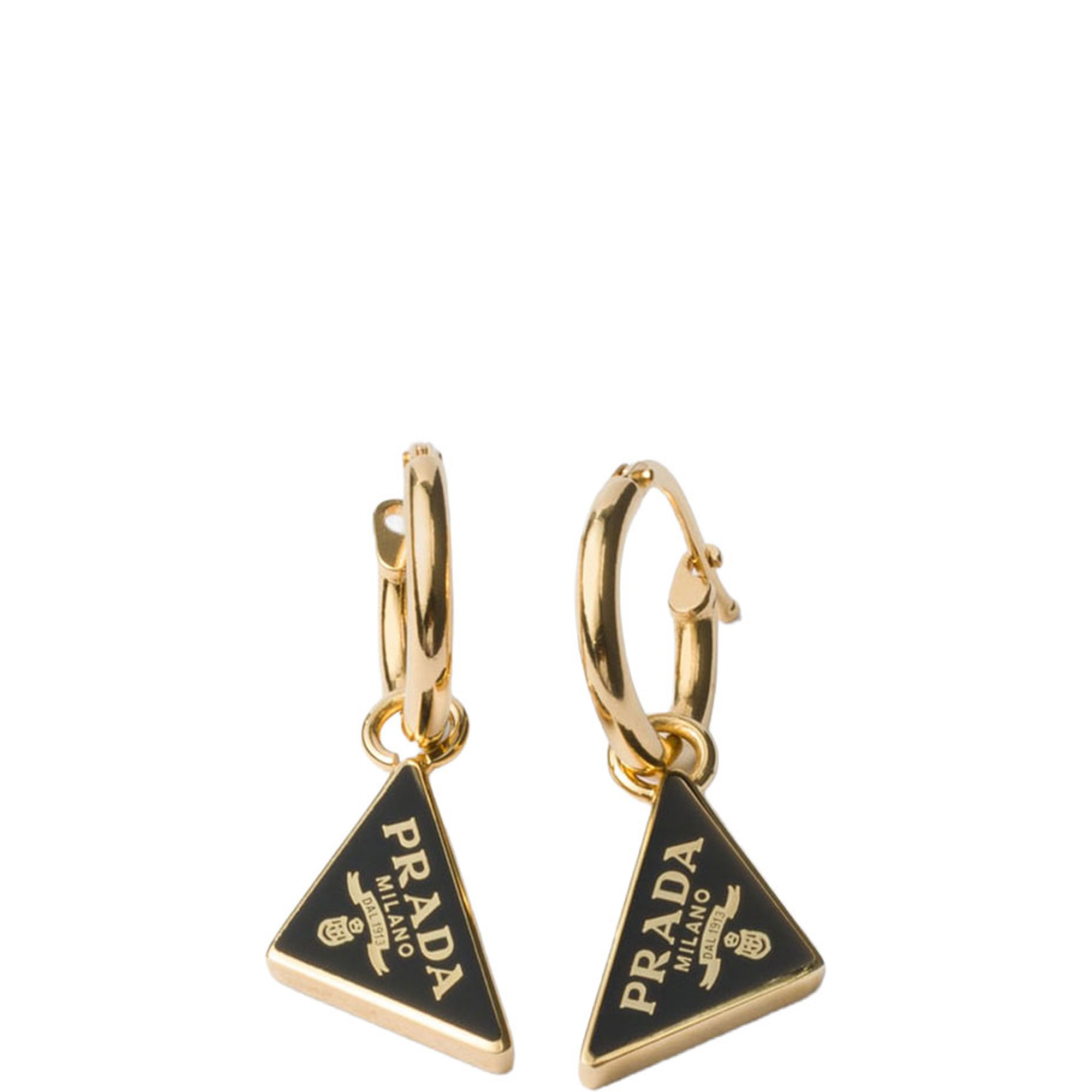 Enamelled Triangle Logo Hoop Earrings