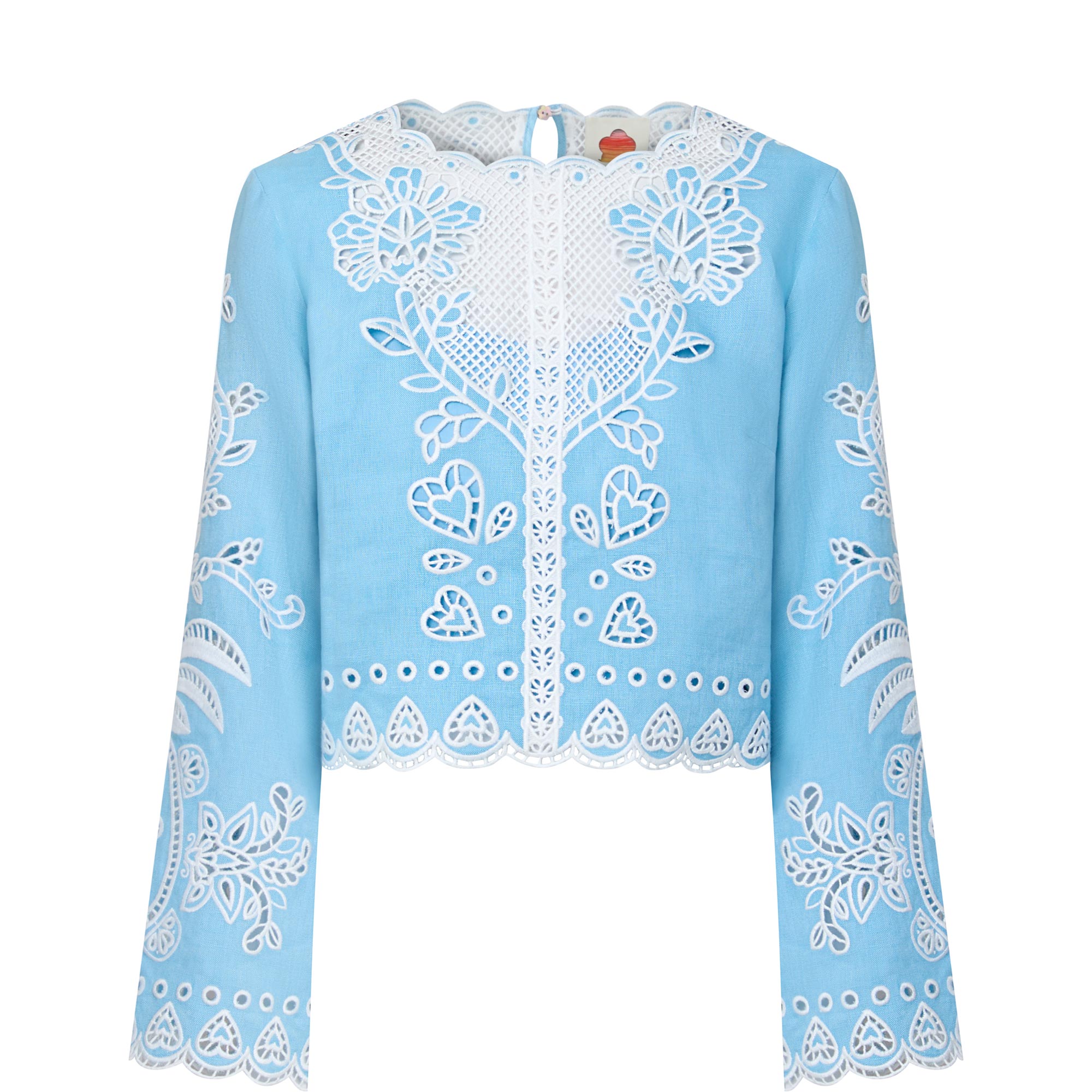 Romantic Richelieu Embroidered Linen Blouse