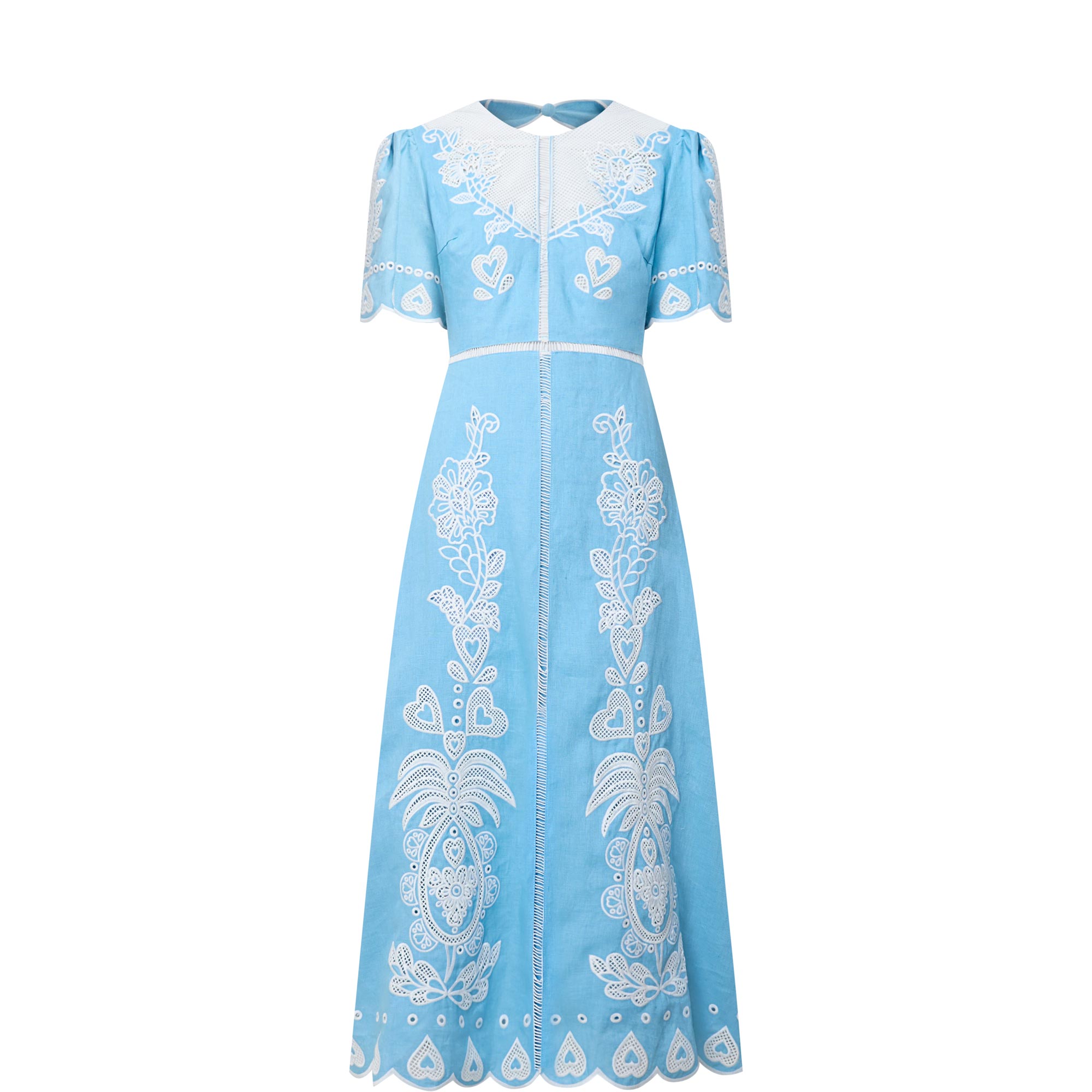 Romantic Richelieu Embroidered Linen Dress