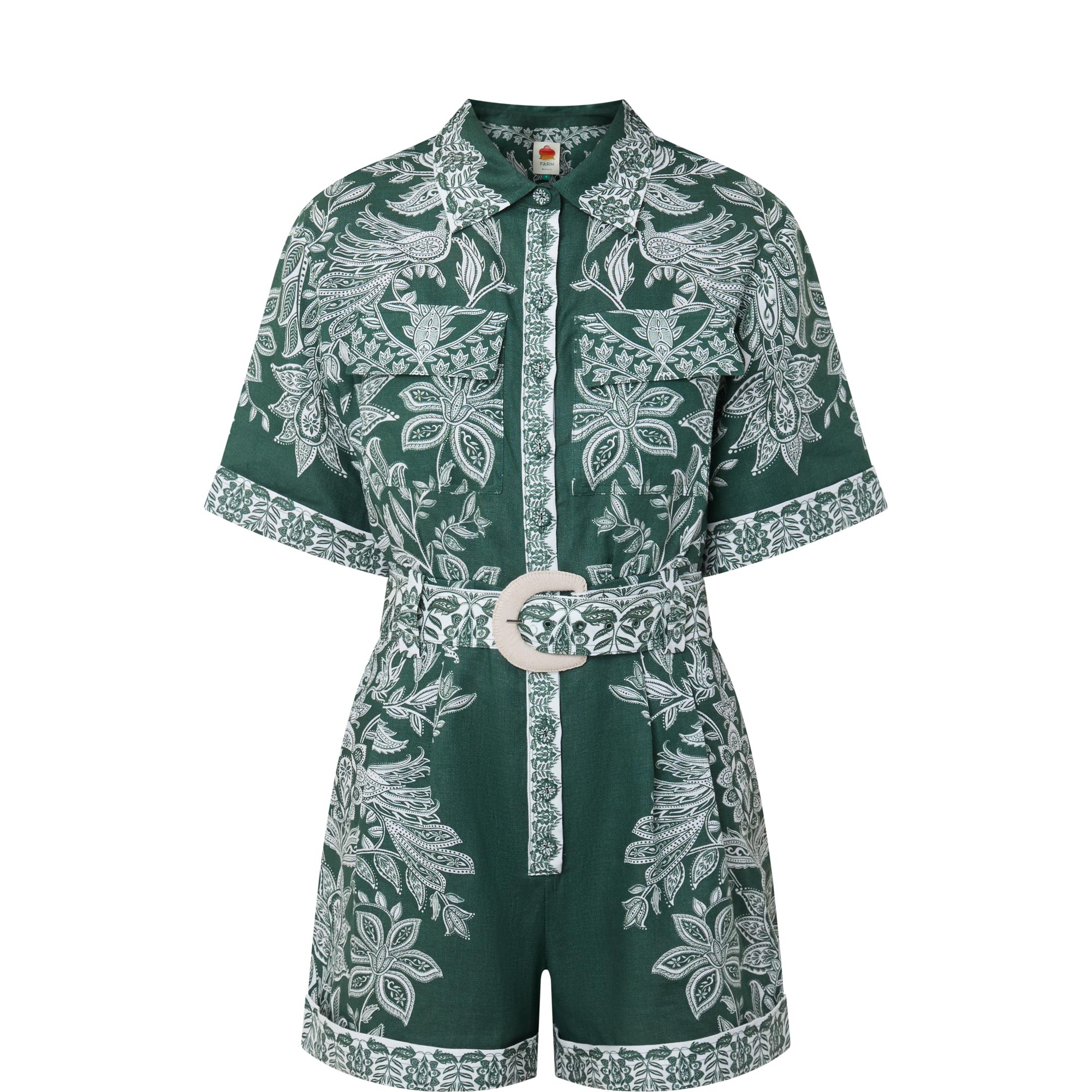 Miranda Embroidered Linen Playsuit