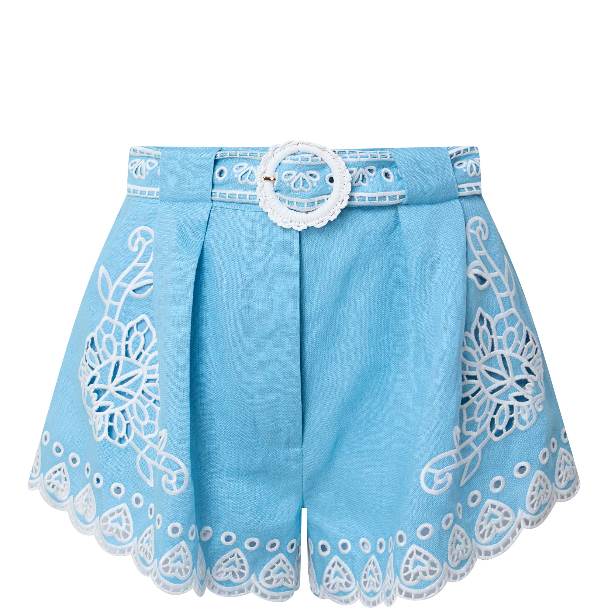 Romantic Richelieu Embroidered Linen Shorts