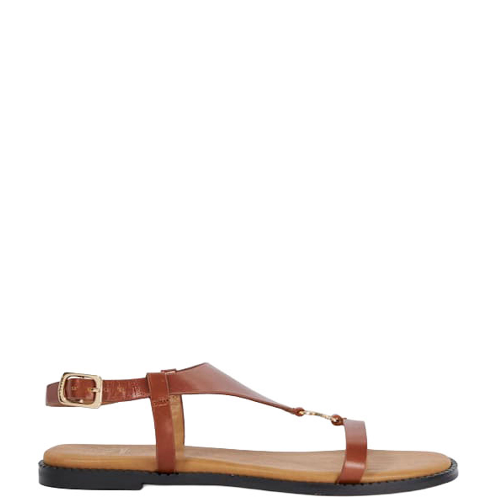 Laith Flat Leather T-Bar Sandals