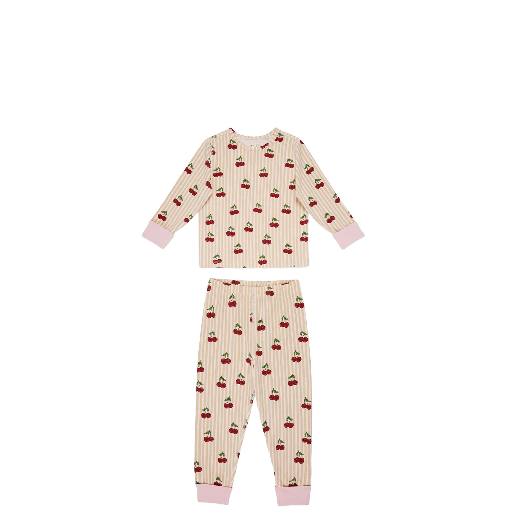 Cherry Striped Long Two-Piece Pyjama Set