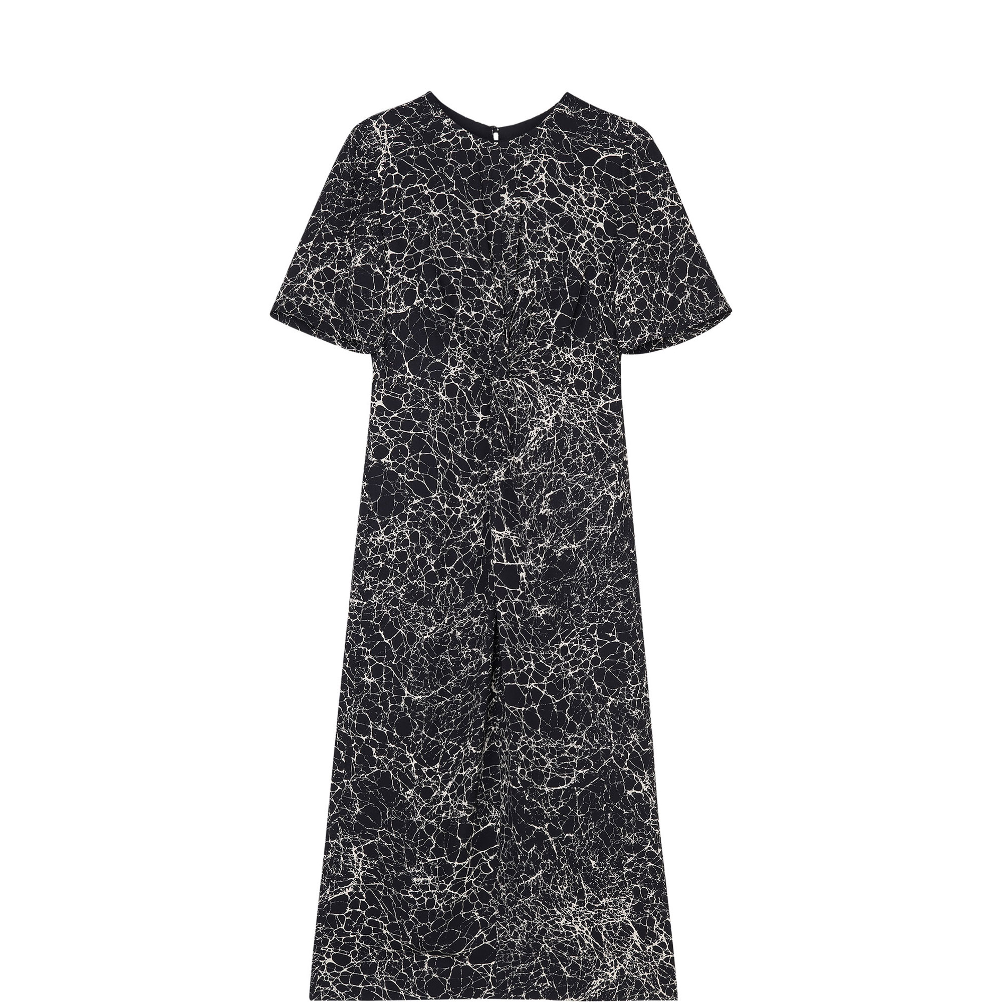 Crackle Print Twist Flared Dress