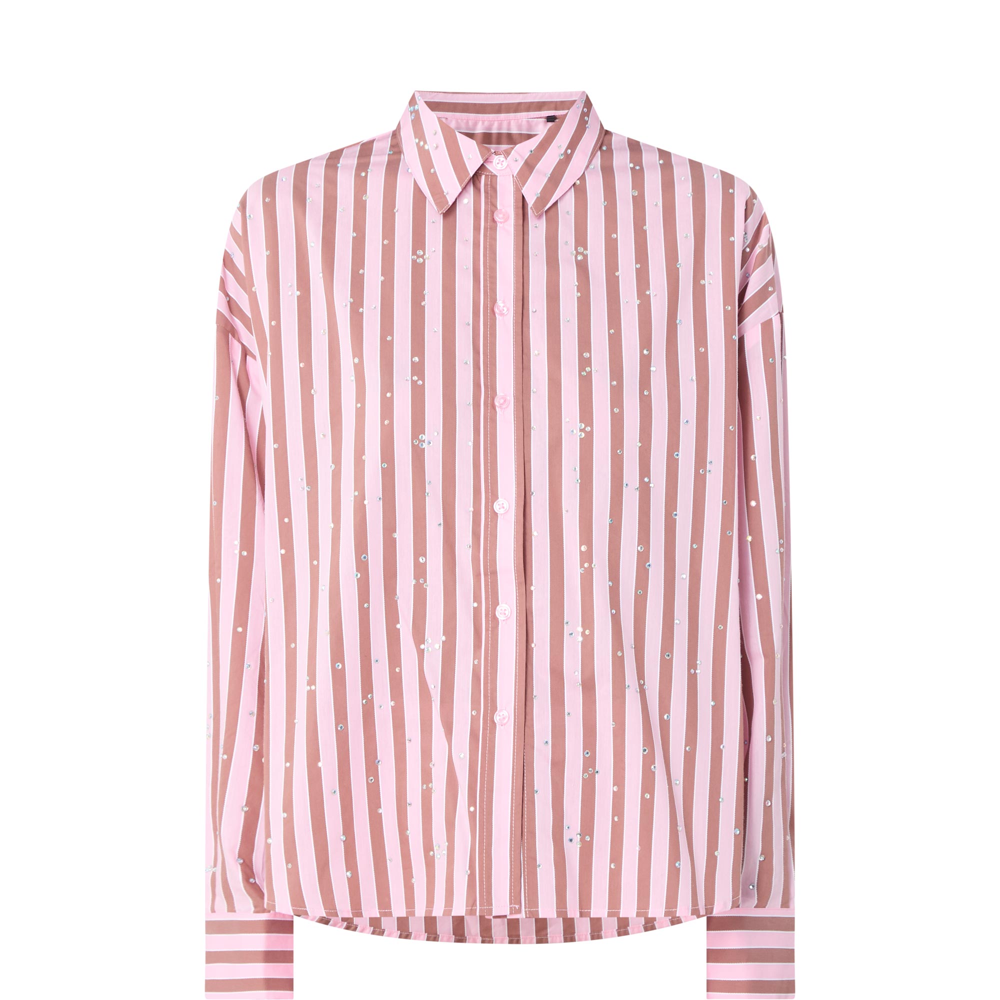 Jelief Rhinestone Striped Shirt