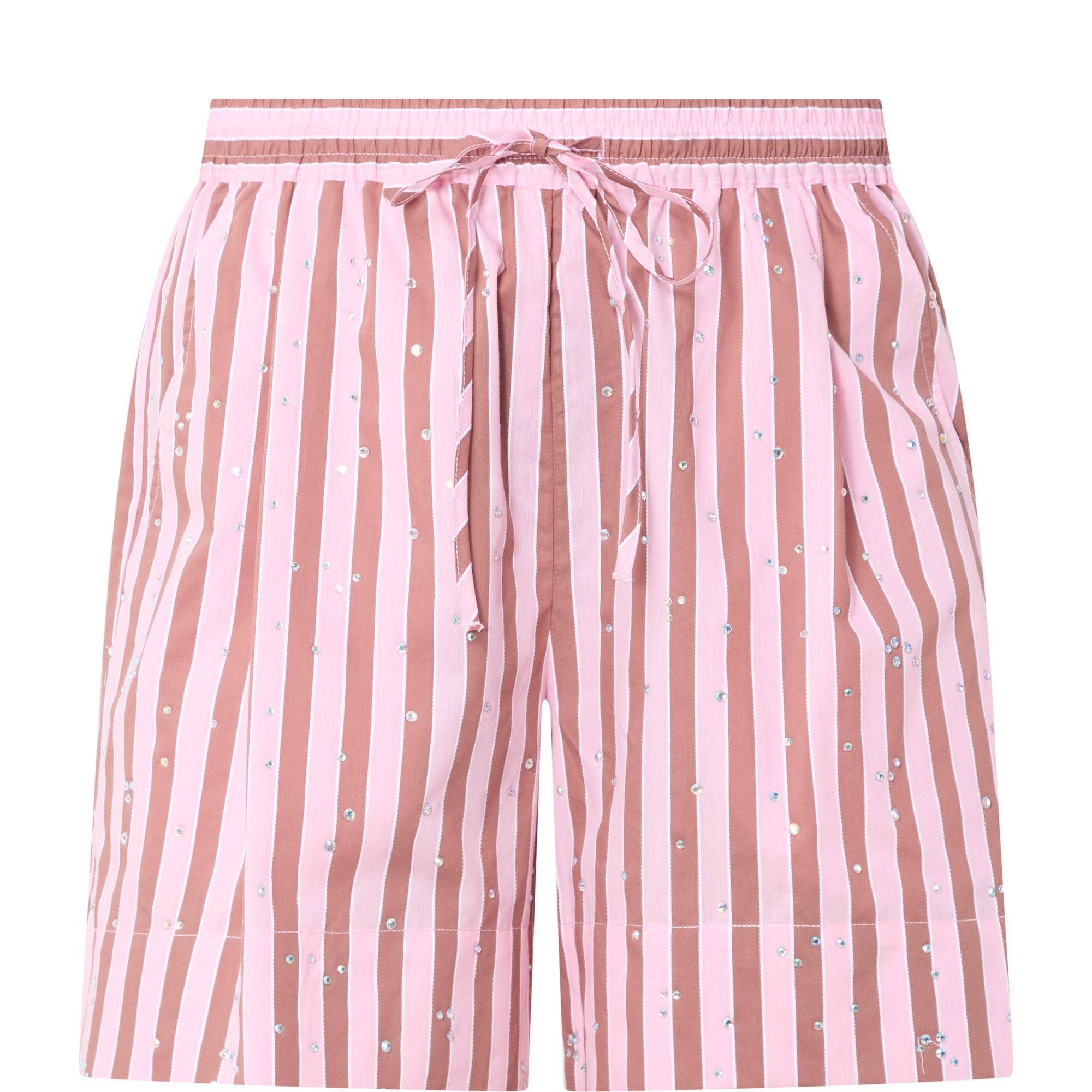 Jeeuw Rhinestone Striped Shorts