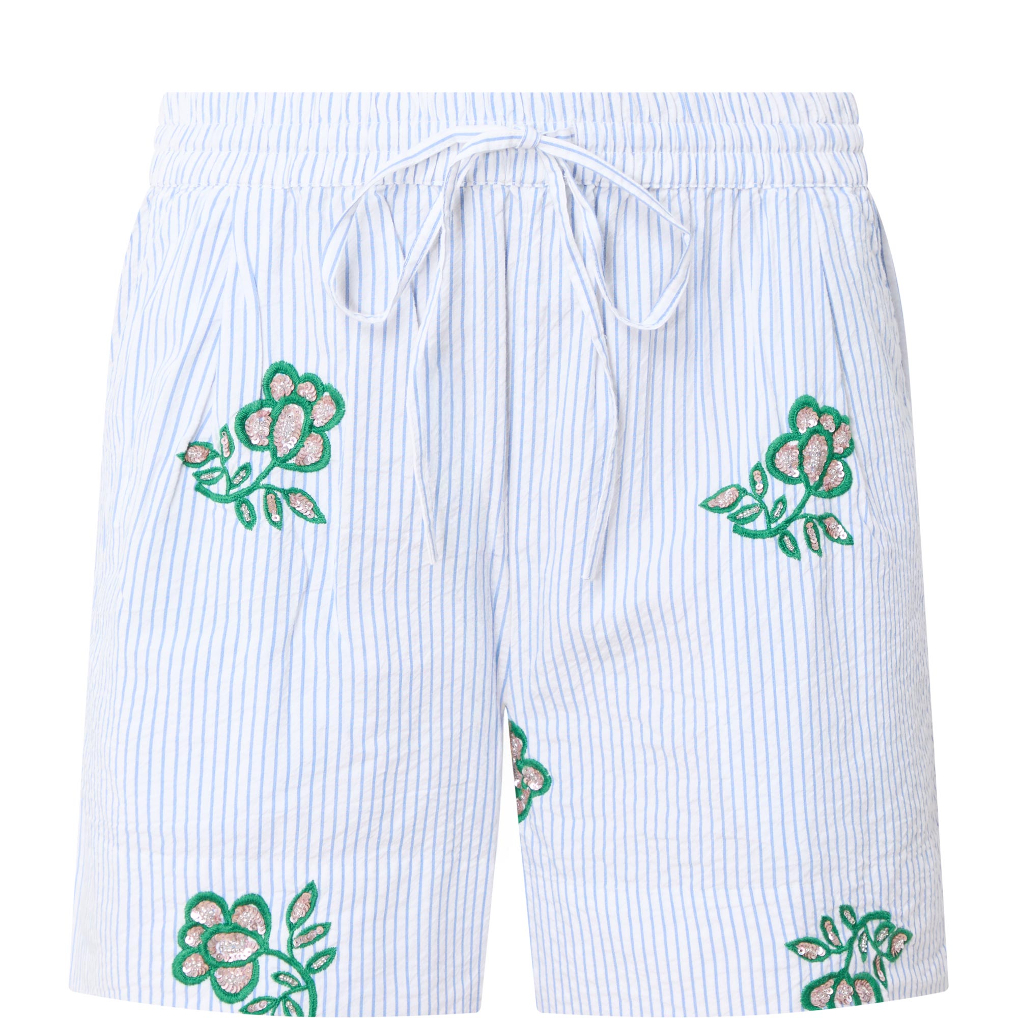 Juste Embroidered Striped Shorts