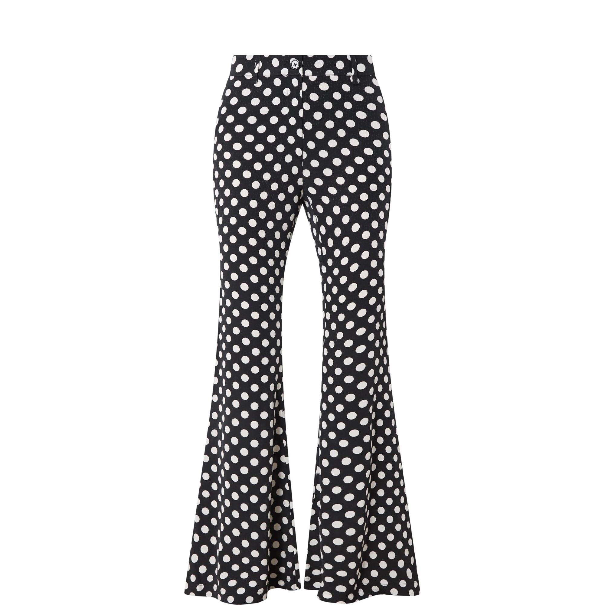 Jodie Polka Dot Flared Leg Trousers