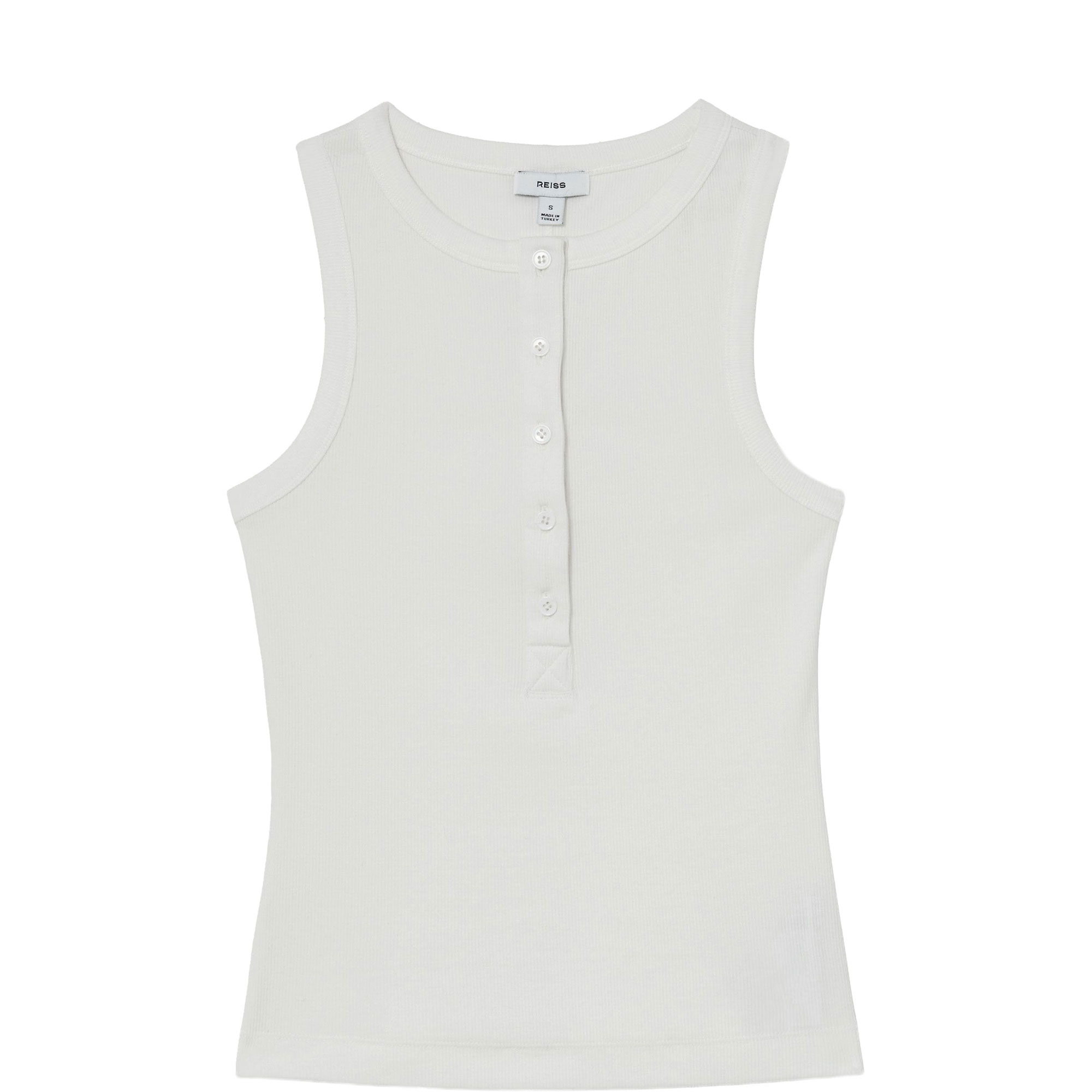 Rita Stretch Ribbed Henley Tank Top