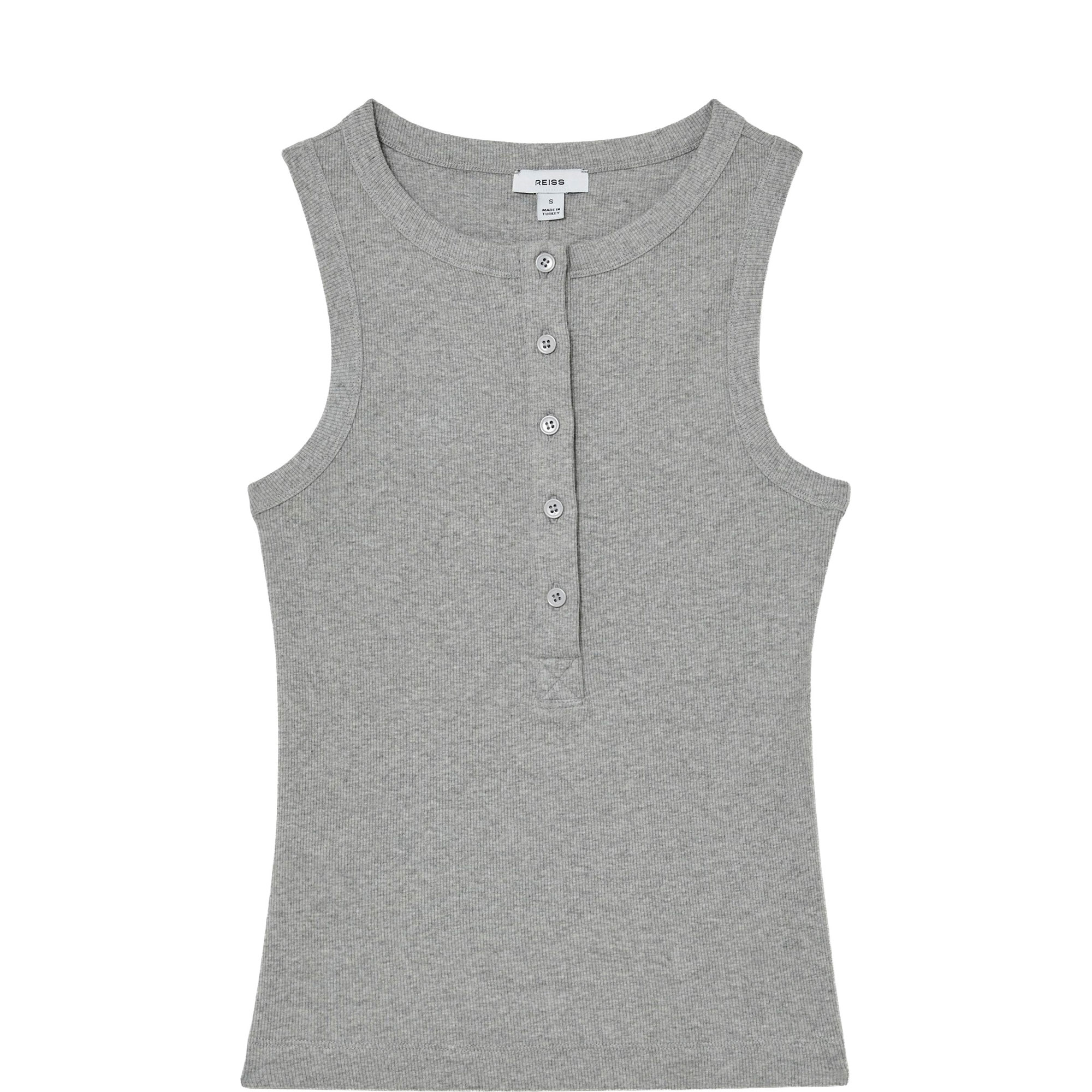 Rita Stretch Ribbed Henley Tank Top
