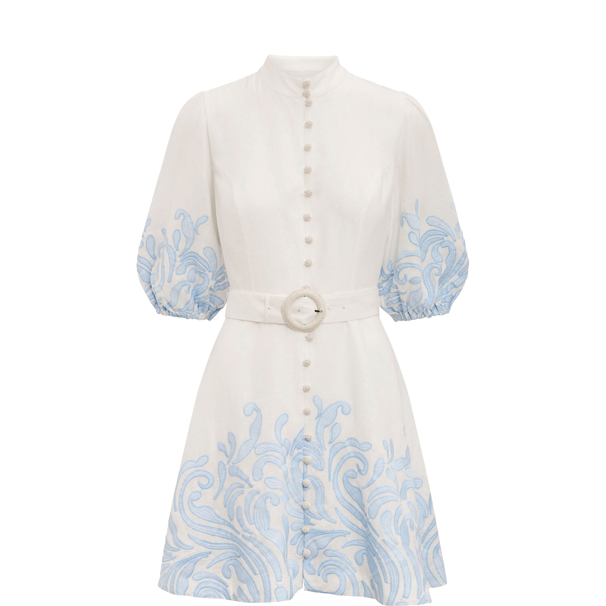 Eva Embroidered Mini Flared Dress