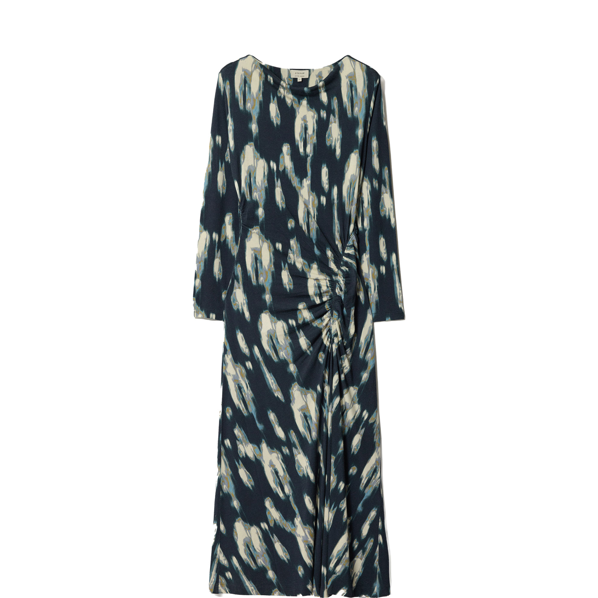 Ikat Ruched Flared Dress