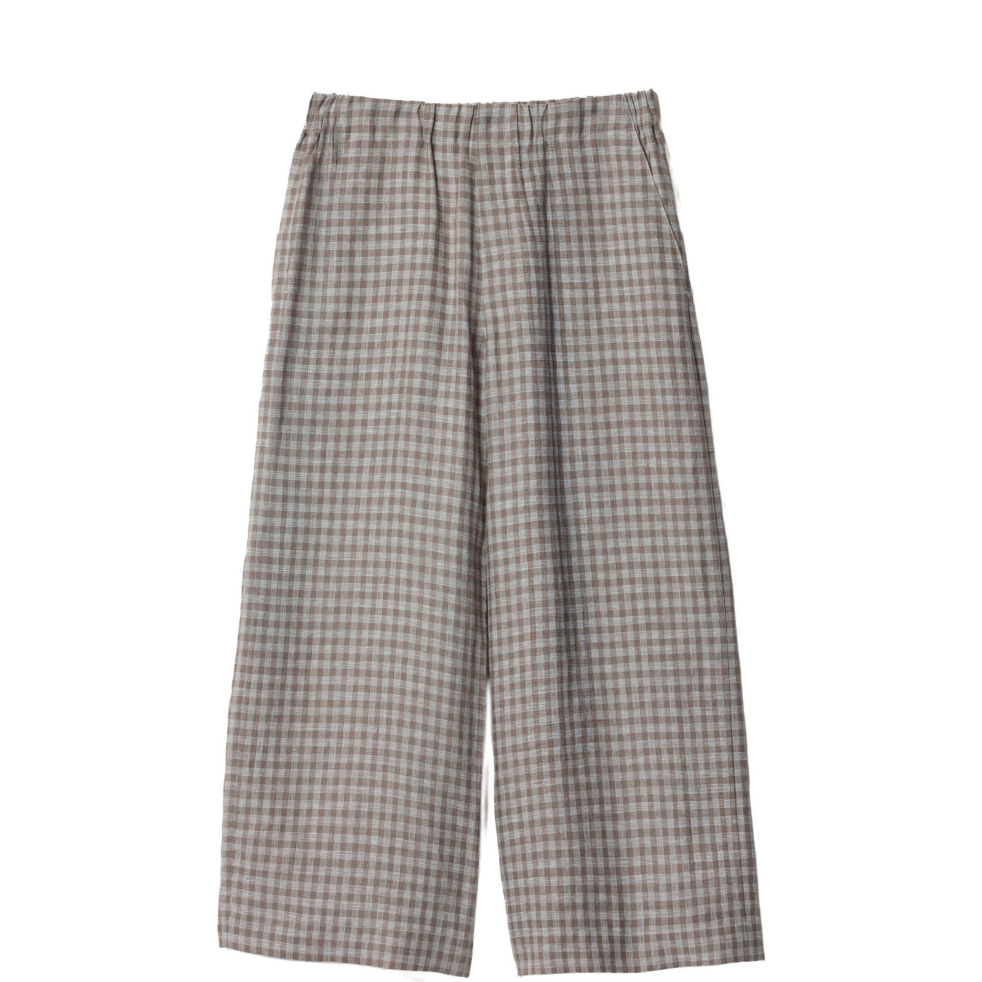 Mara Checked Linen Wide Leg Trousers