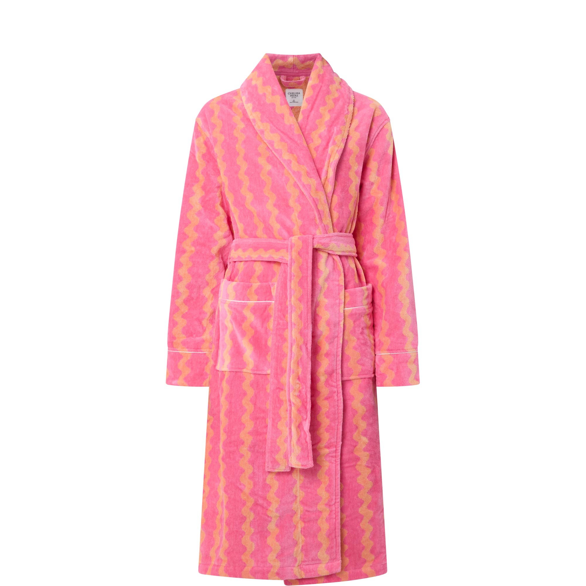 Wave Print Belted Robe