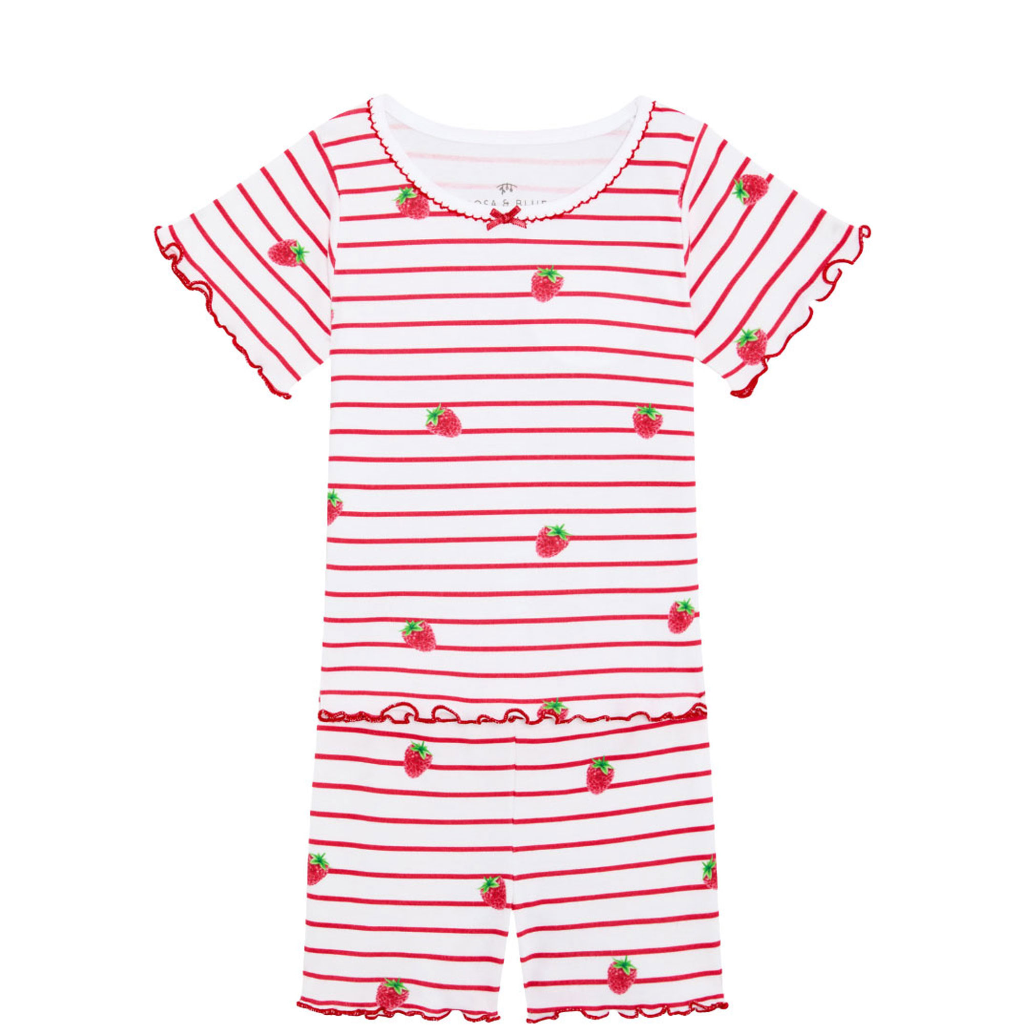 Raspberry Striped Two-Piece Summer Pyjama Set