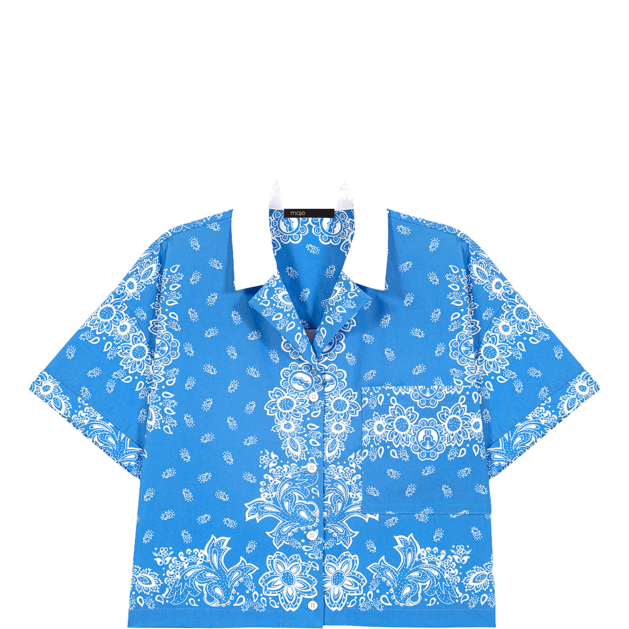 Bandana Contrast Collar Casual Shirt