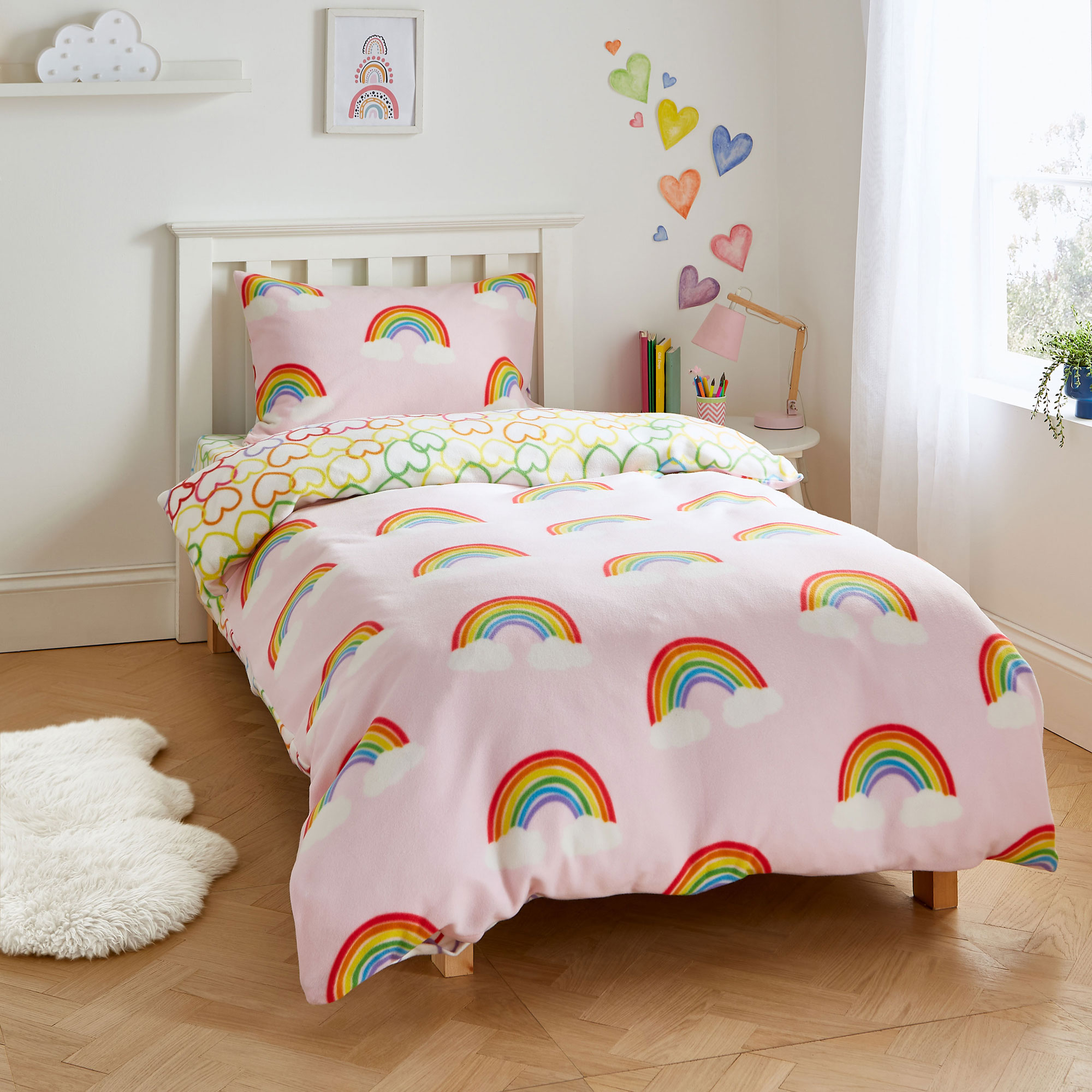 Rainbow Hearts Coordinated Bedding Pink