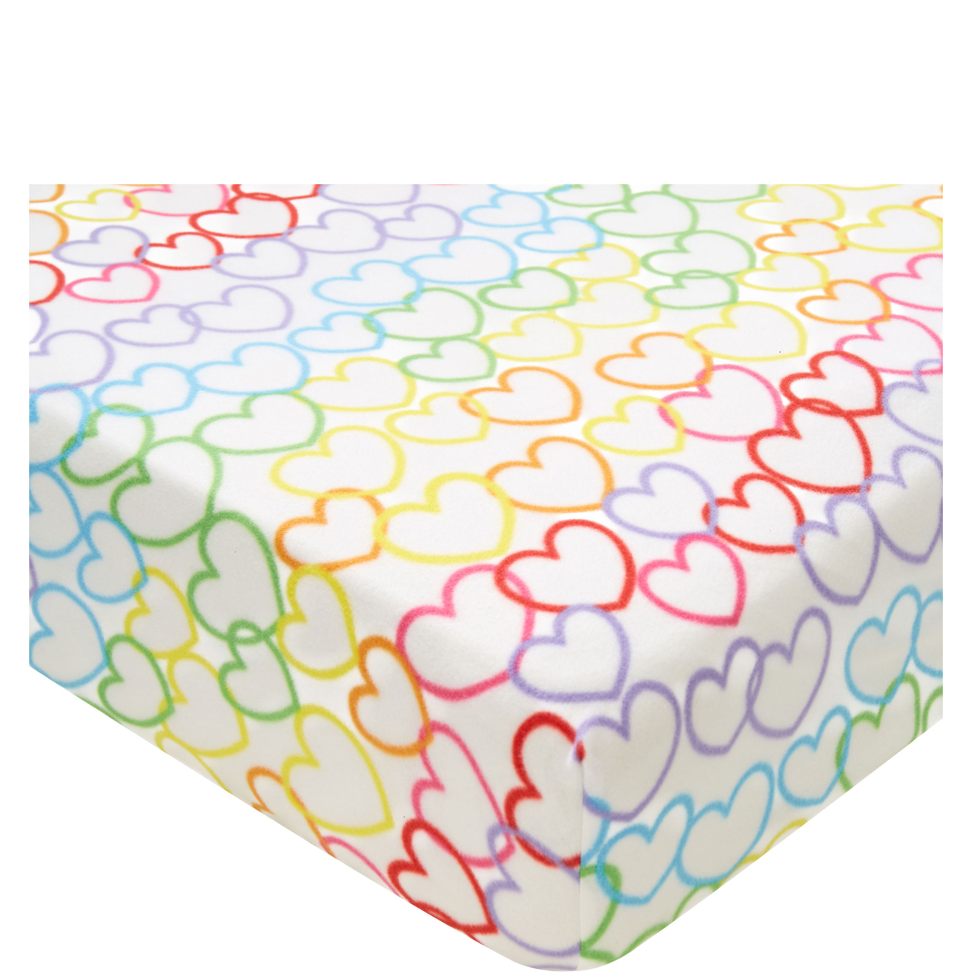 Rainbow Hearts Fitted Sheet Pink