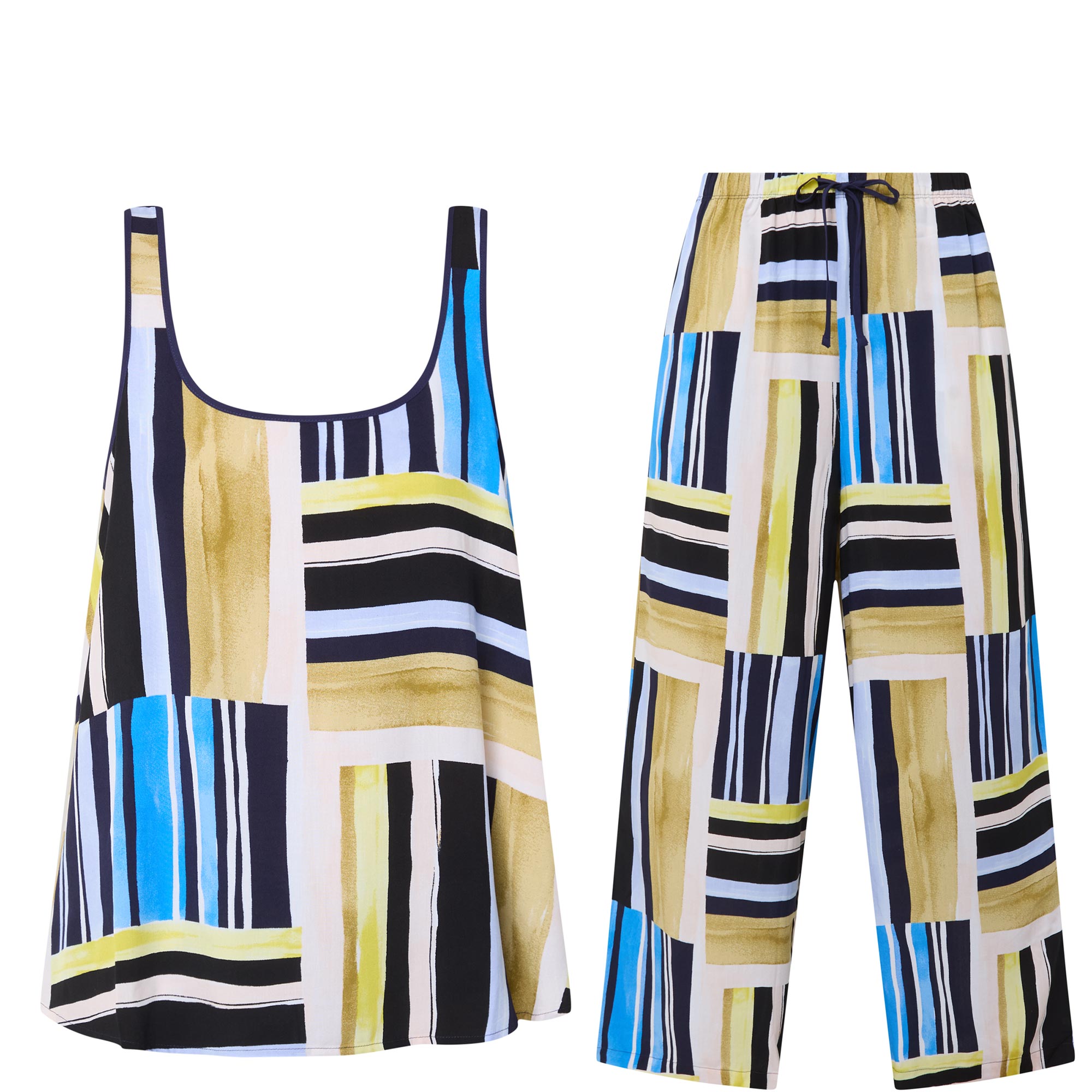 Geometric Cami & Cropped Trousers Two-Piece Pyjama Set