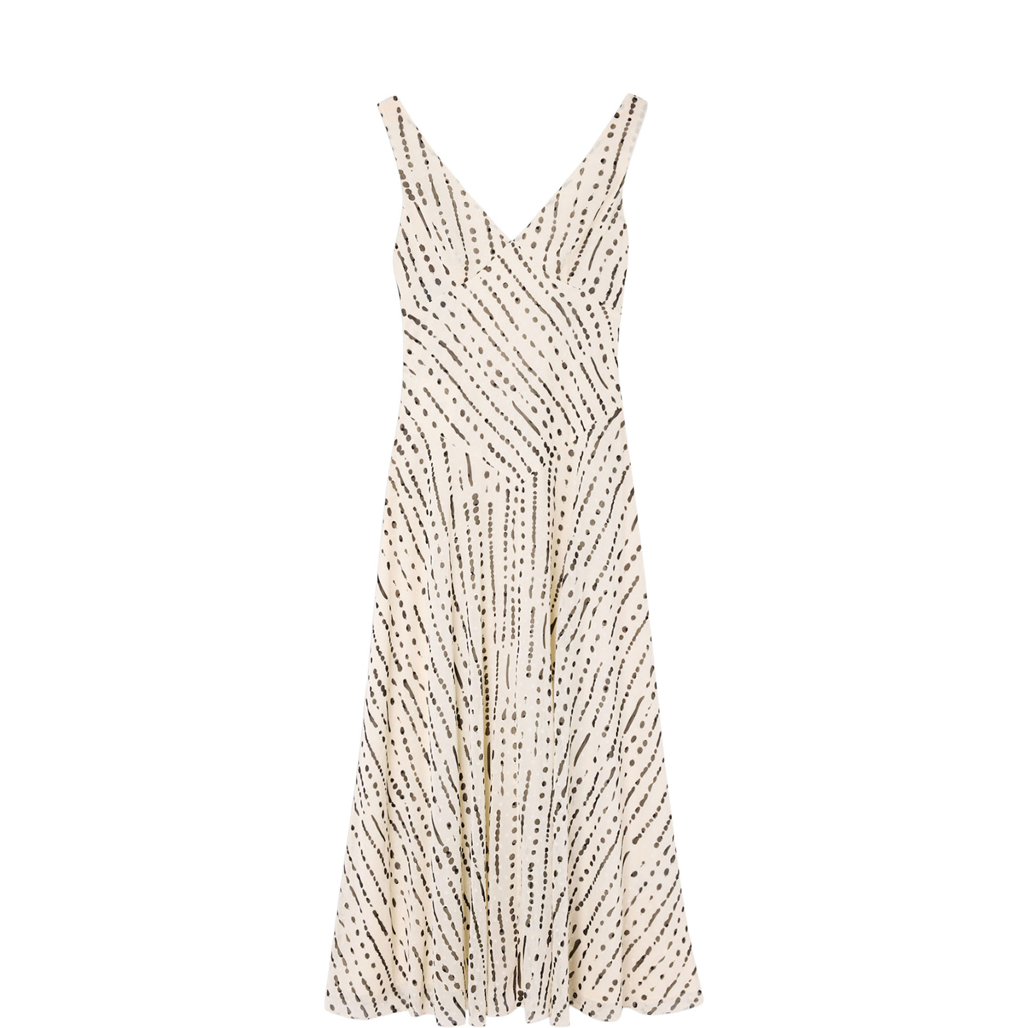 Dashed Spot Dobby Flared Dress