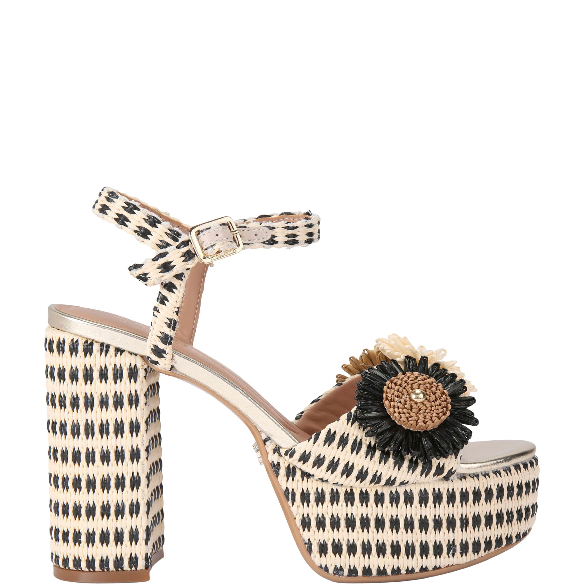 Sorrento Flower Platform Block Heels