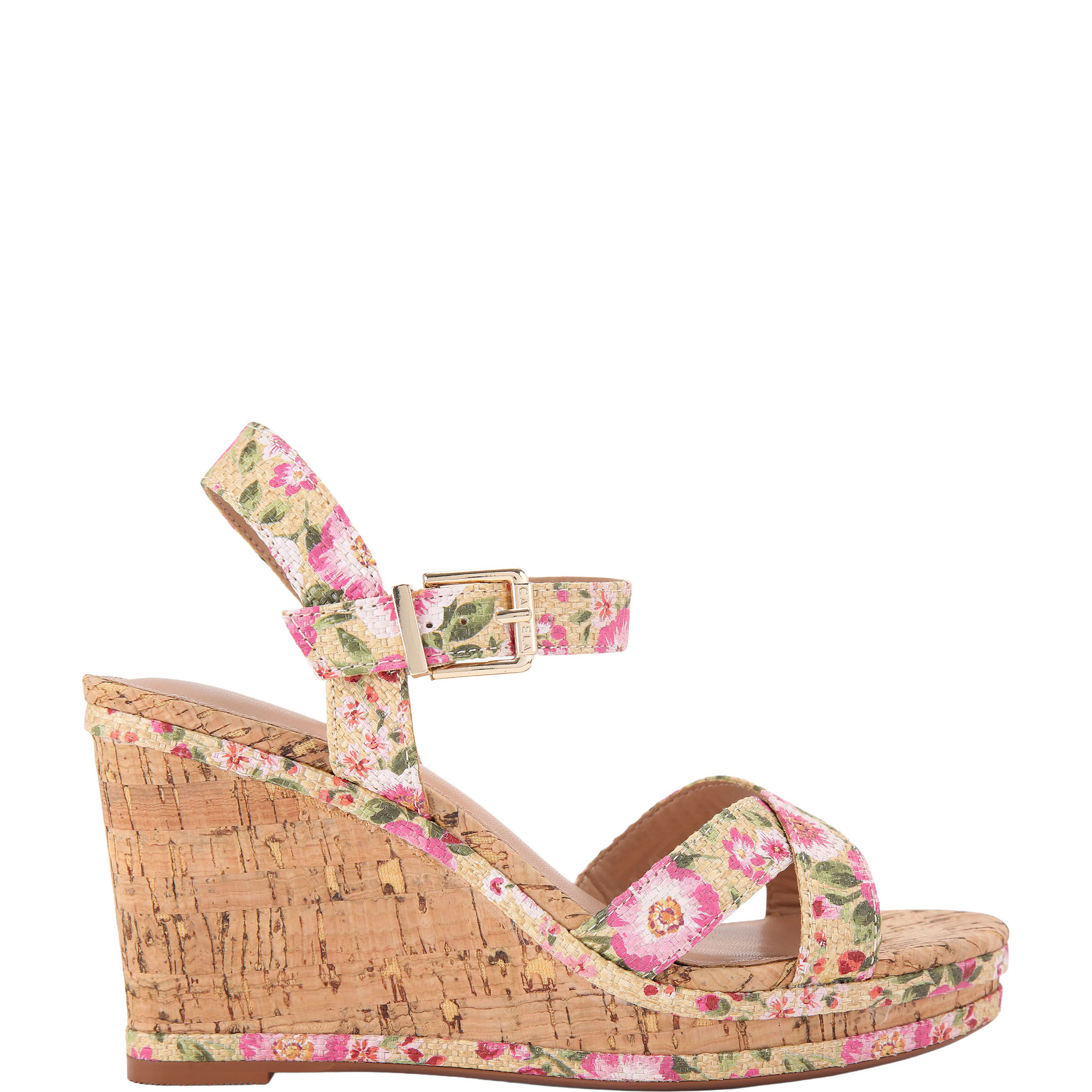 Verona Floral Cork Wedge Sandals