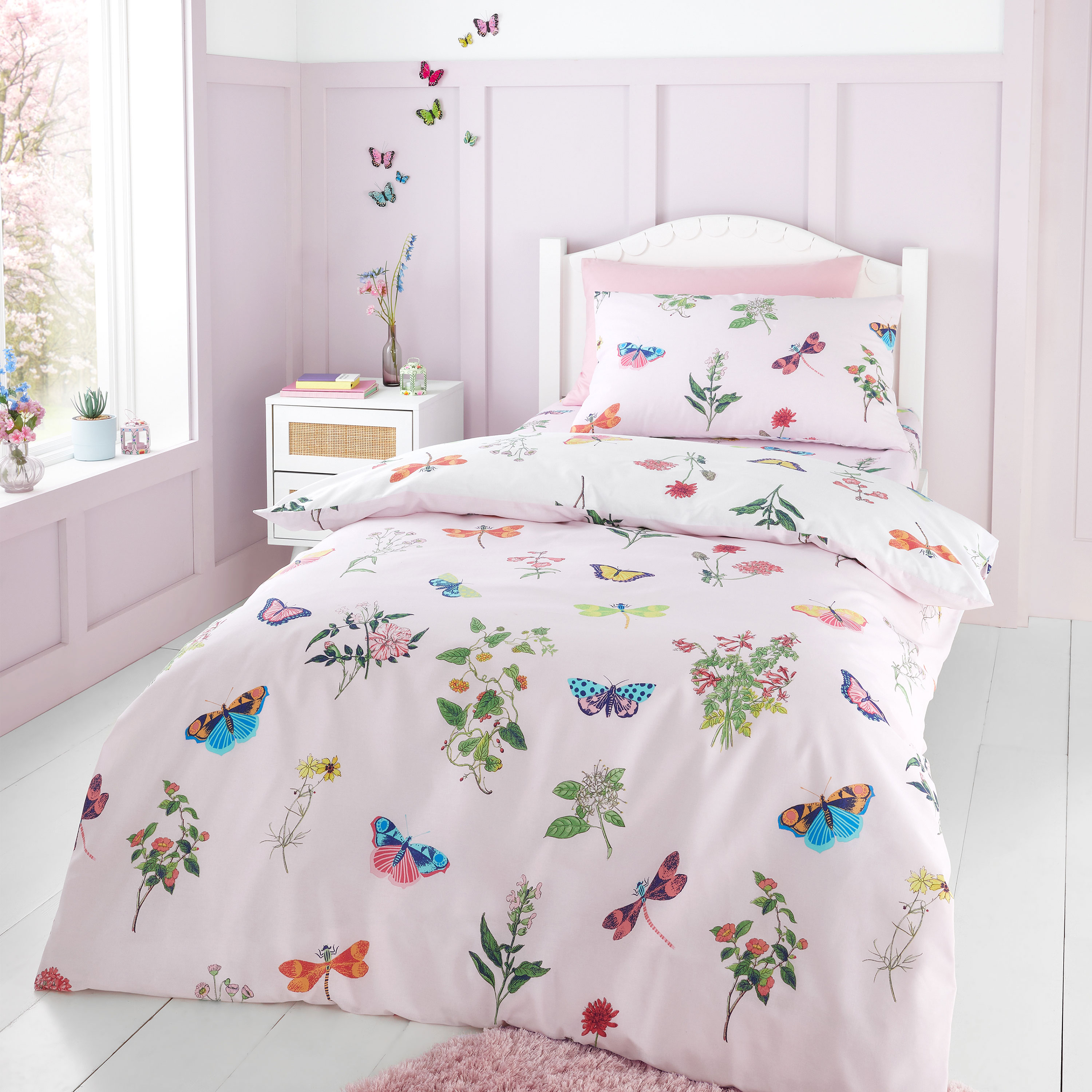 Butterfly Garden Duvet Set Pink