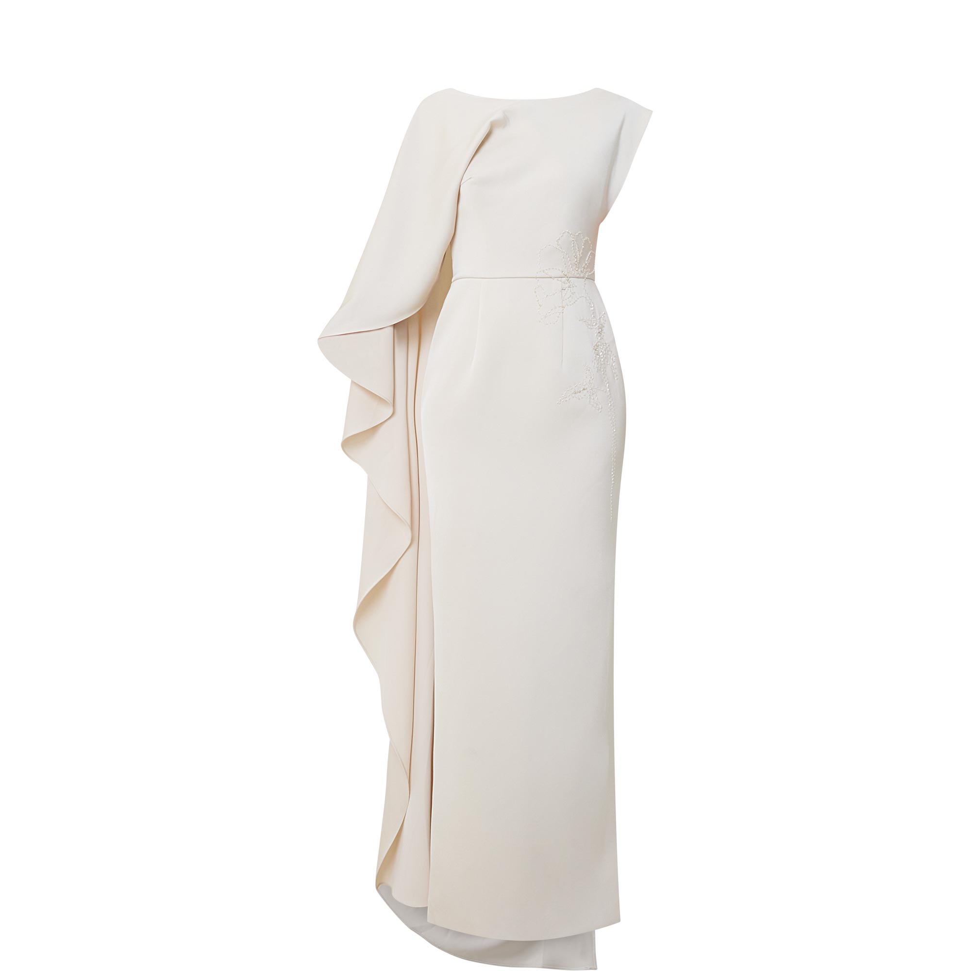 Floral Embroidered Cape Dress