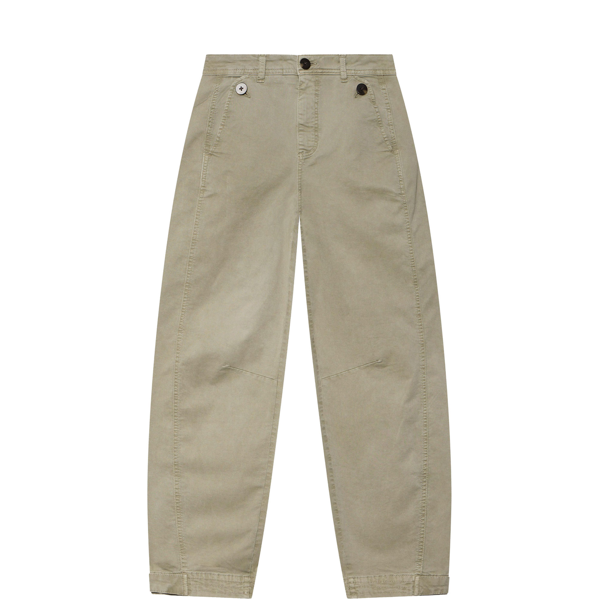 Washed Mid-Rise Barrel Leg Chinos