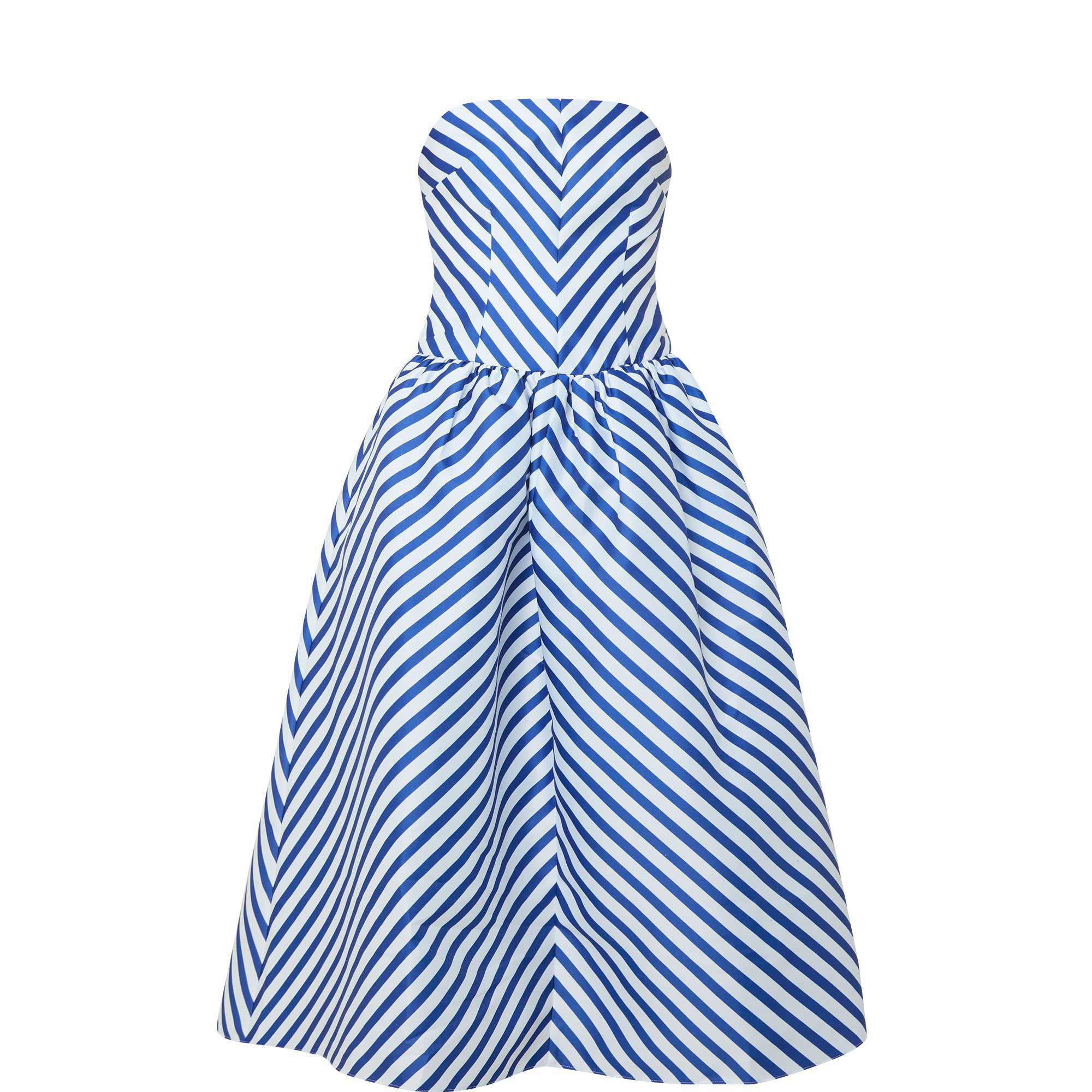 Striped Taffeta Off-The-Shoulder Dress