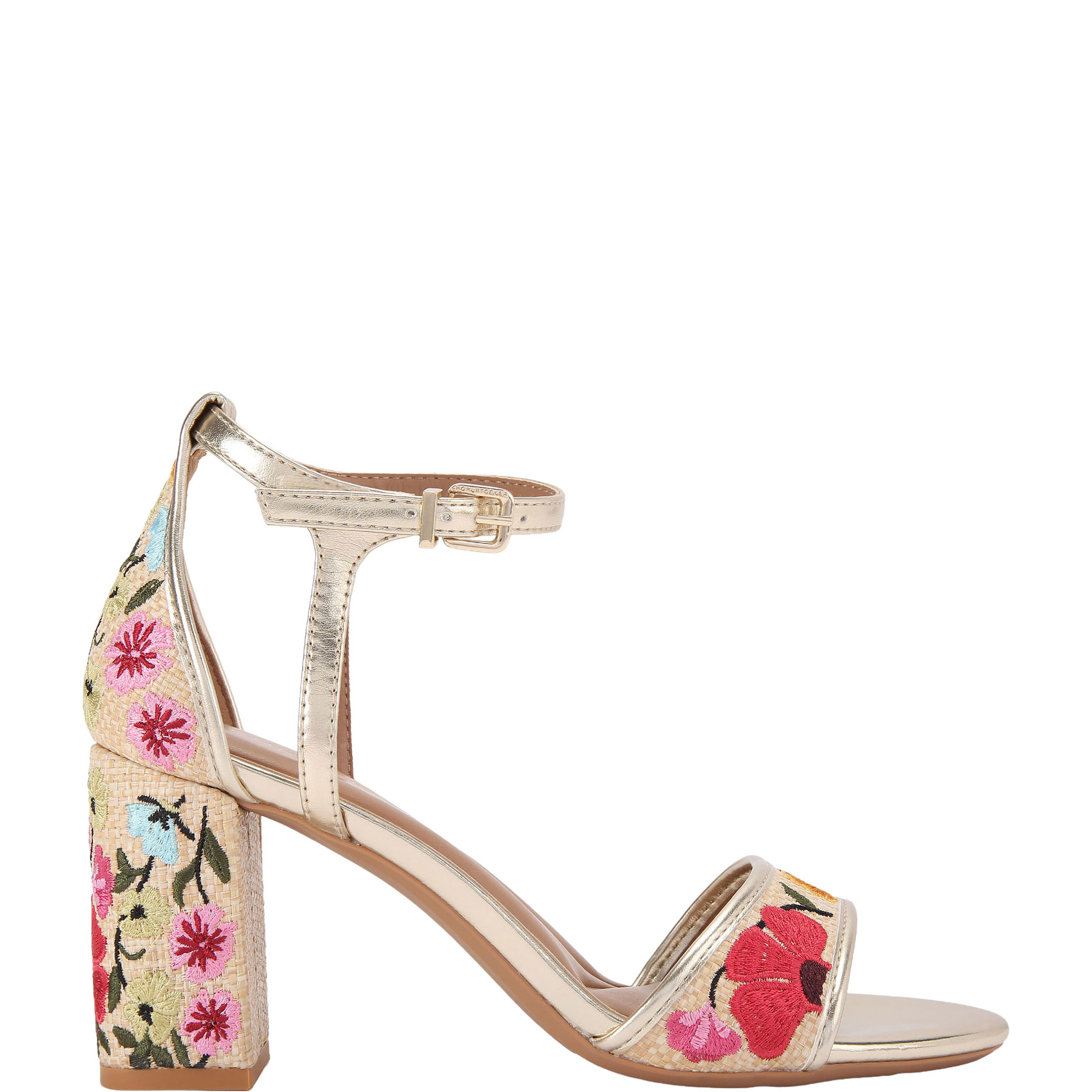 Faryn Embroidered Block Heel Sandals