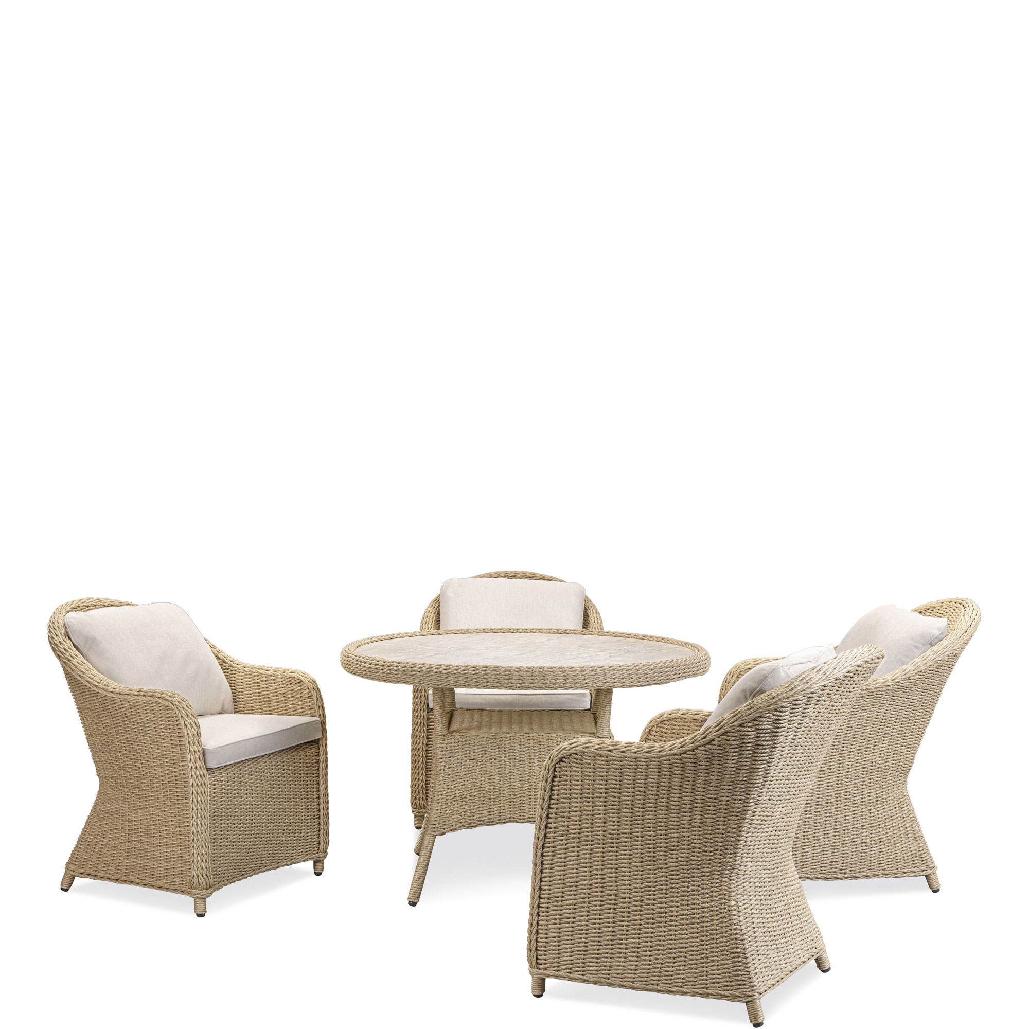 Hattie Garden Round Dining Set & Parasol Neutral