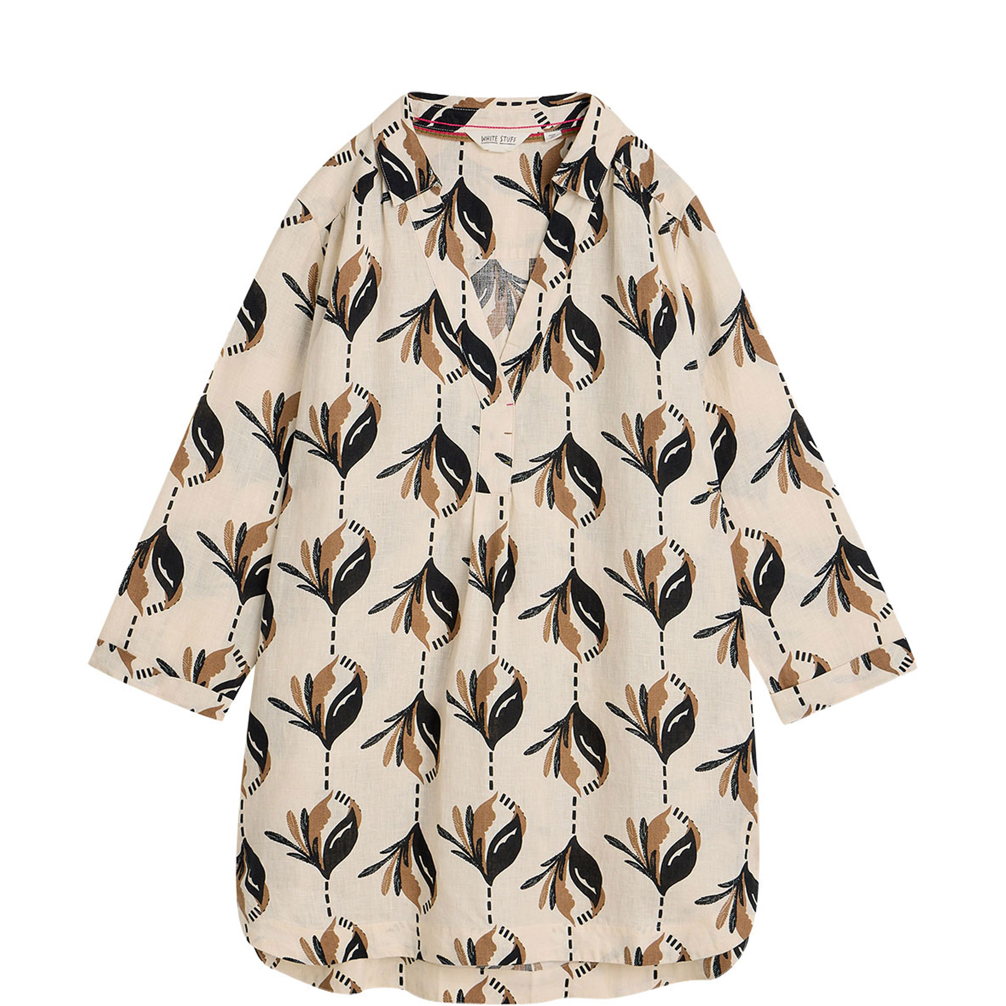 Bianca Printed Button Back Linen Tunic