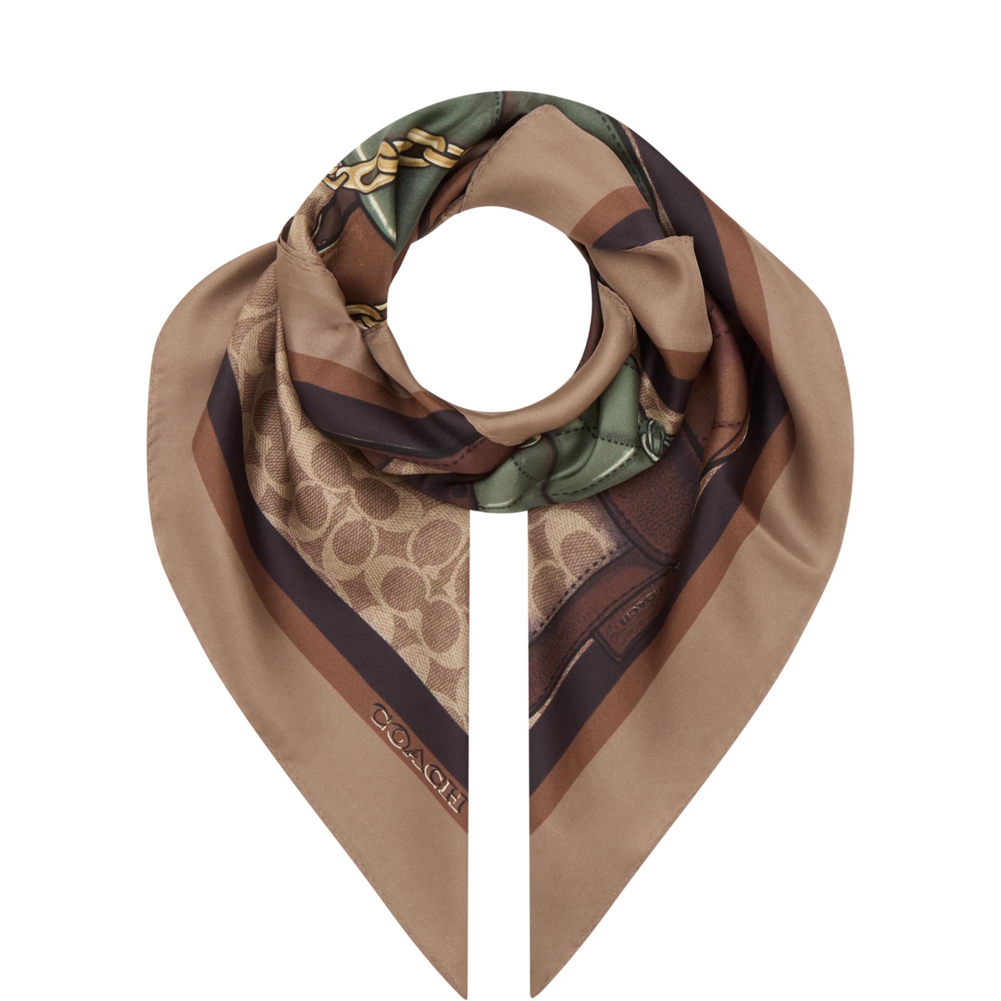 Logo Handbag Silk Square Scarf