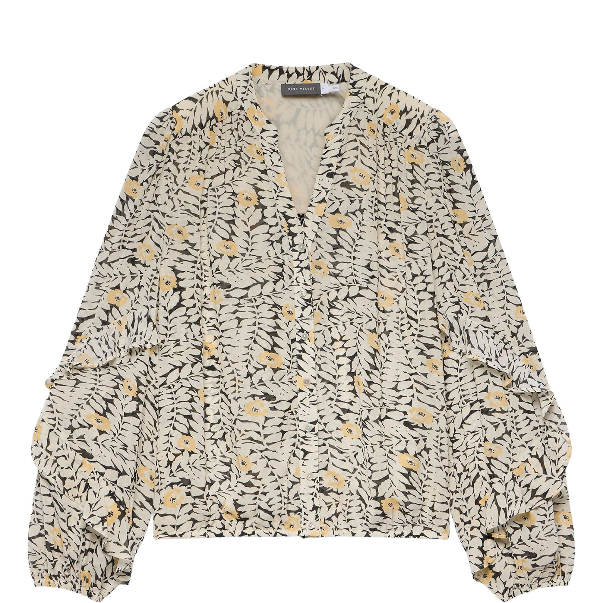 Floral Print Ruffle Blouse