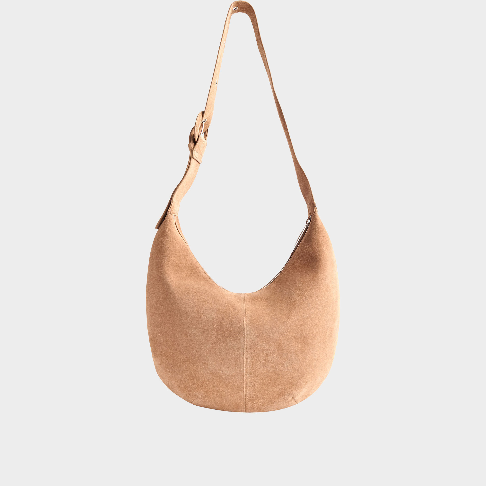 Sia Large Curved Suede Crossbody Bag