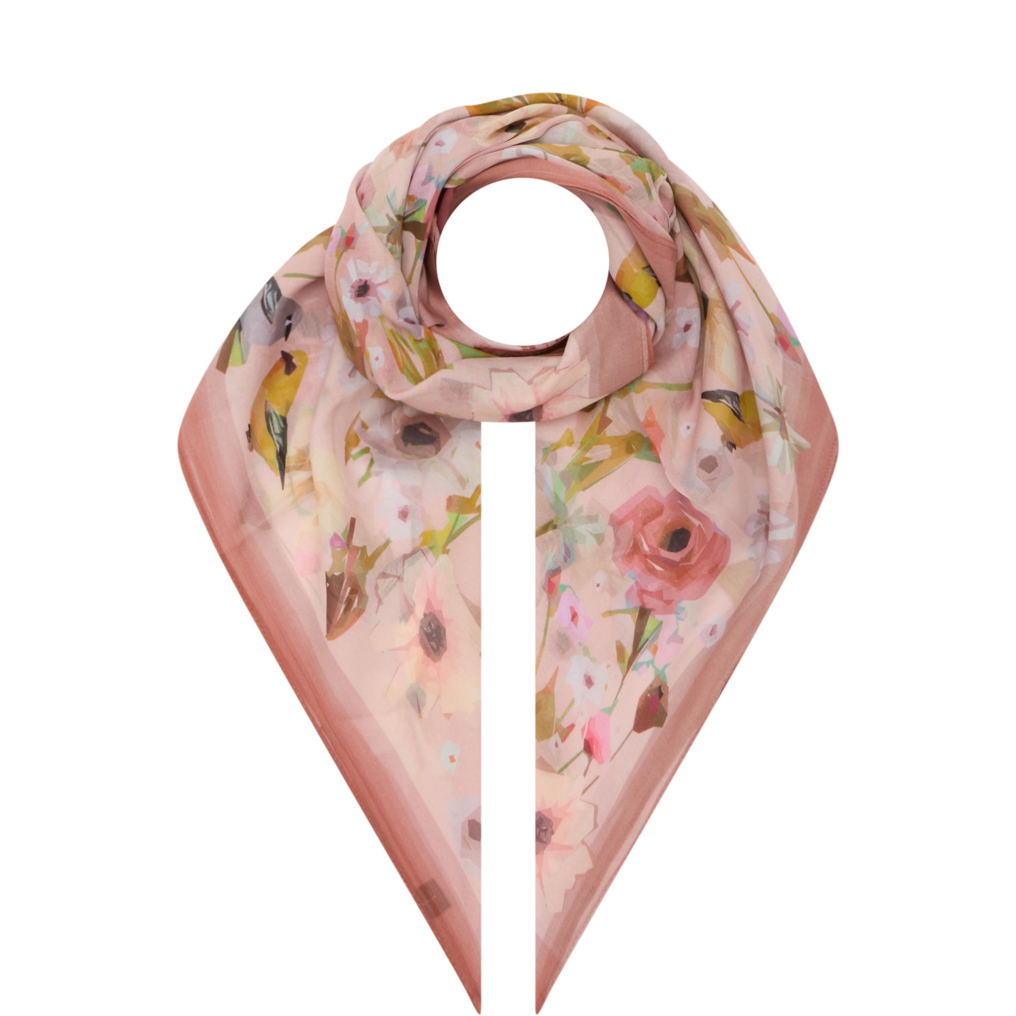 Floral Birds Square Scarf