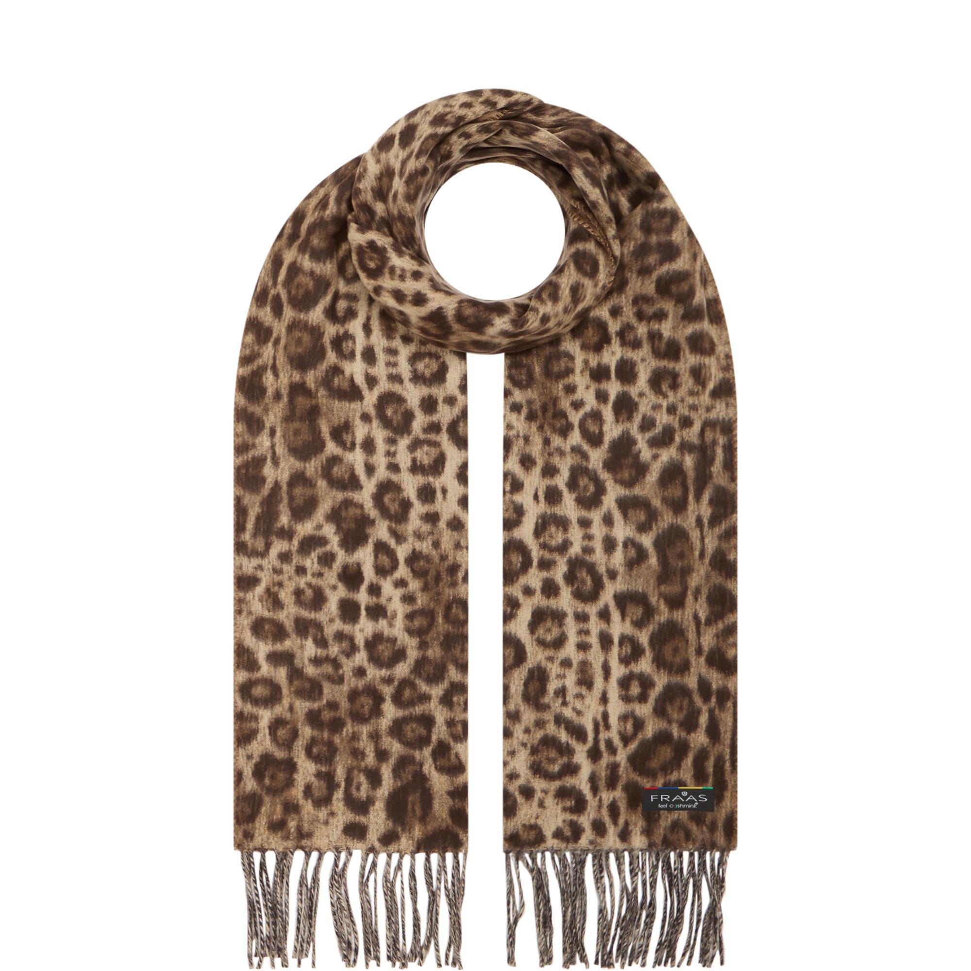 Animal Print Fringed Scarf