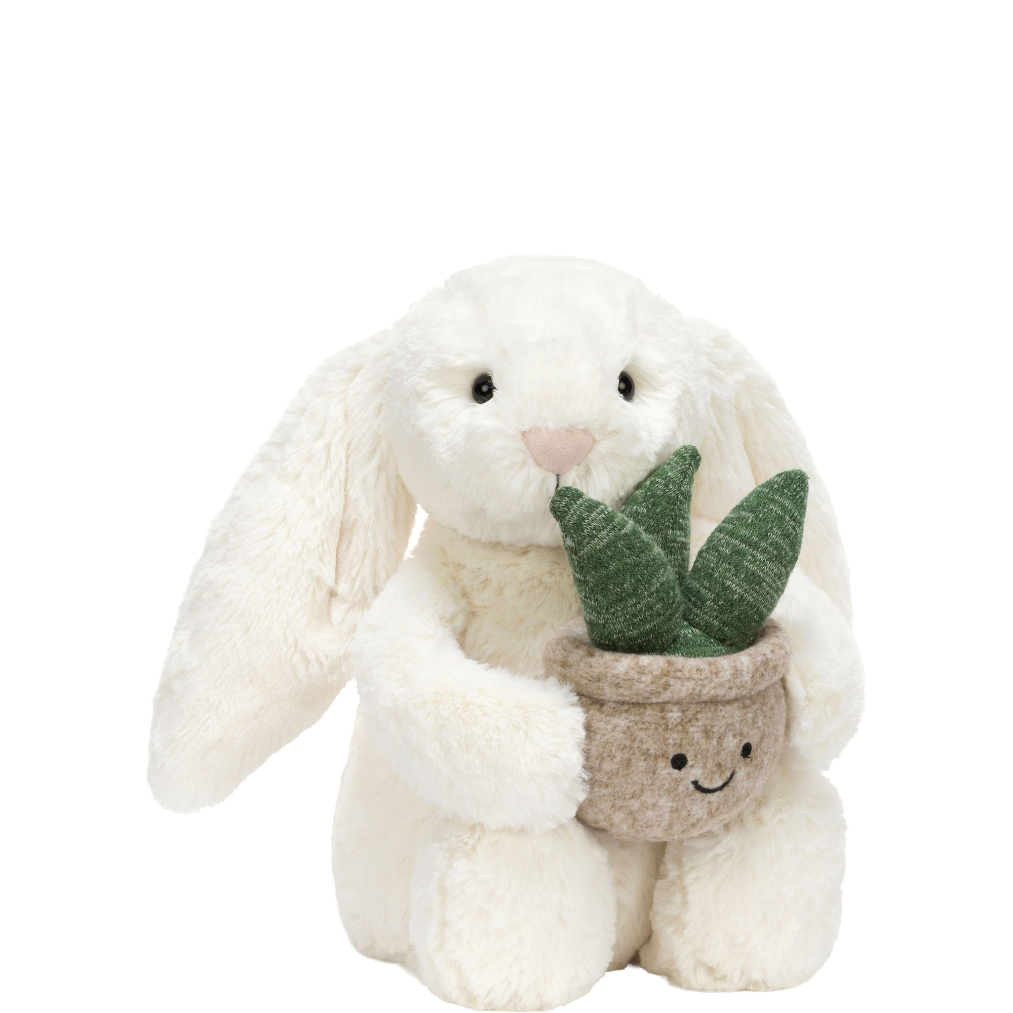 Cream Bunny With Plant 31cm