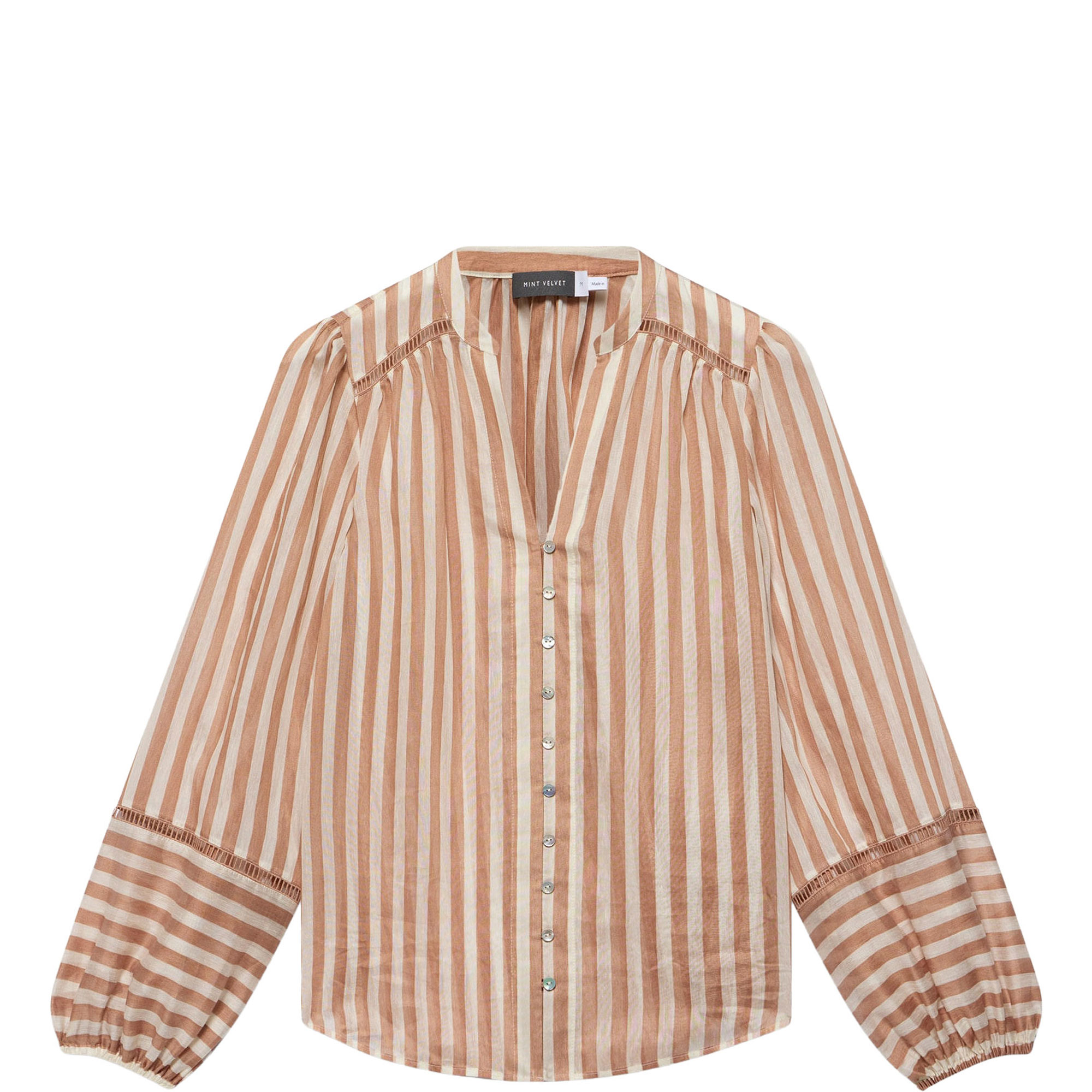 Striped Open Stitch Blouse