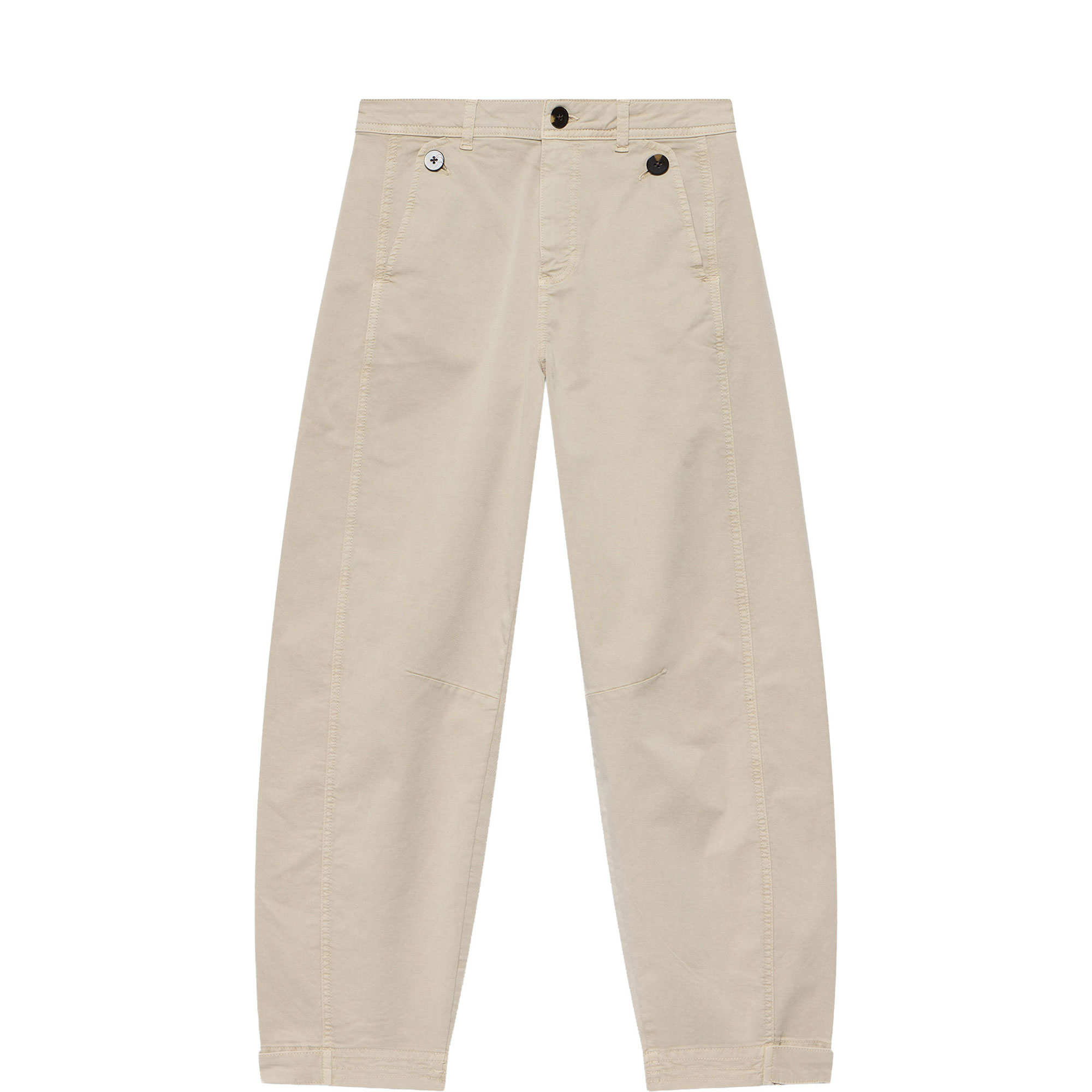 Washed Mid-Rise Barrel Leg Chinos