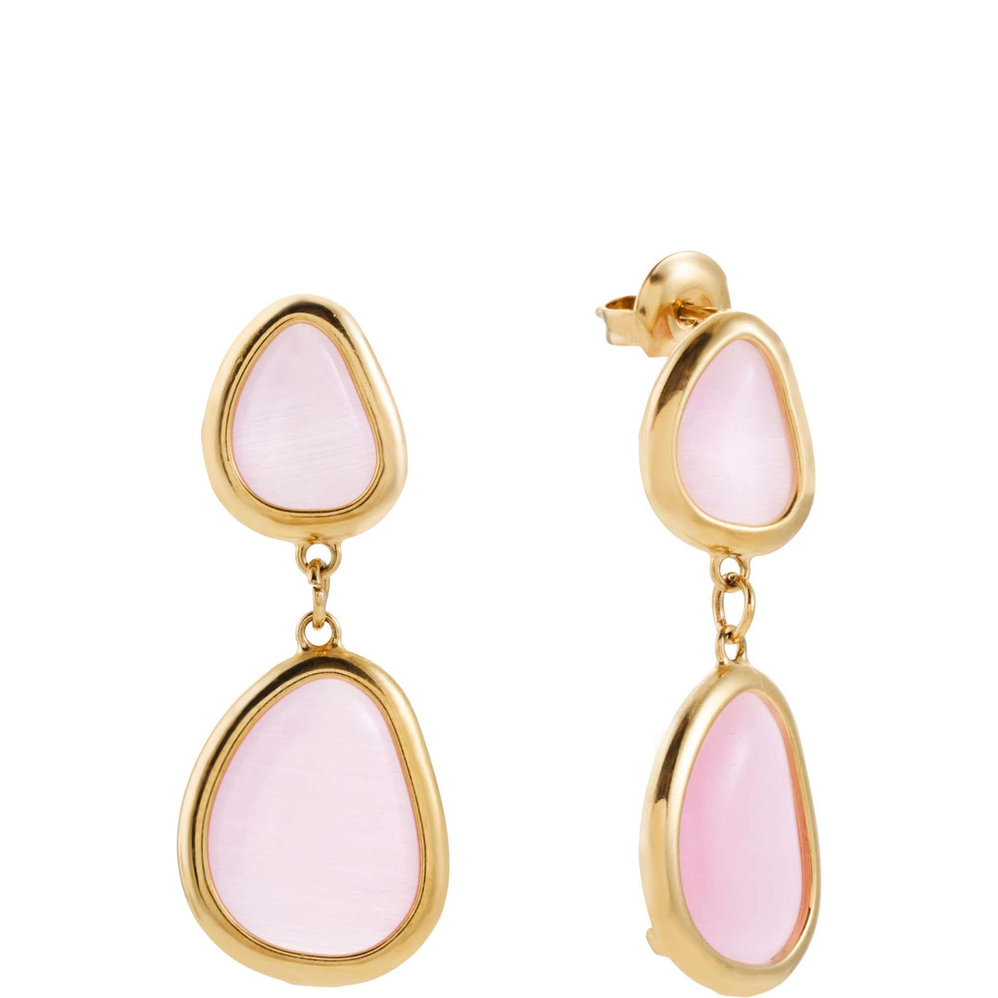 Pastel Pink Two-Stone Earrings
